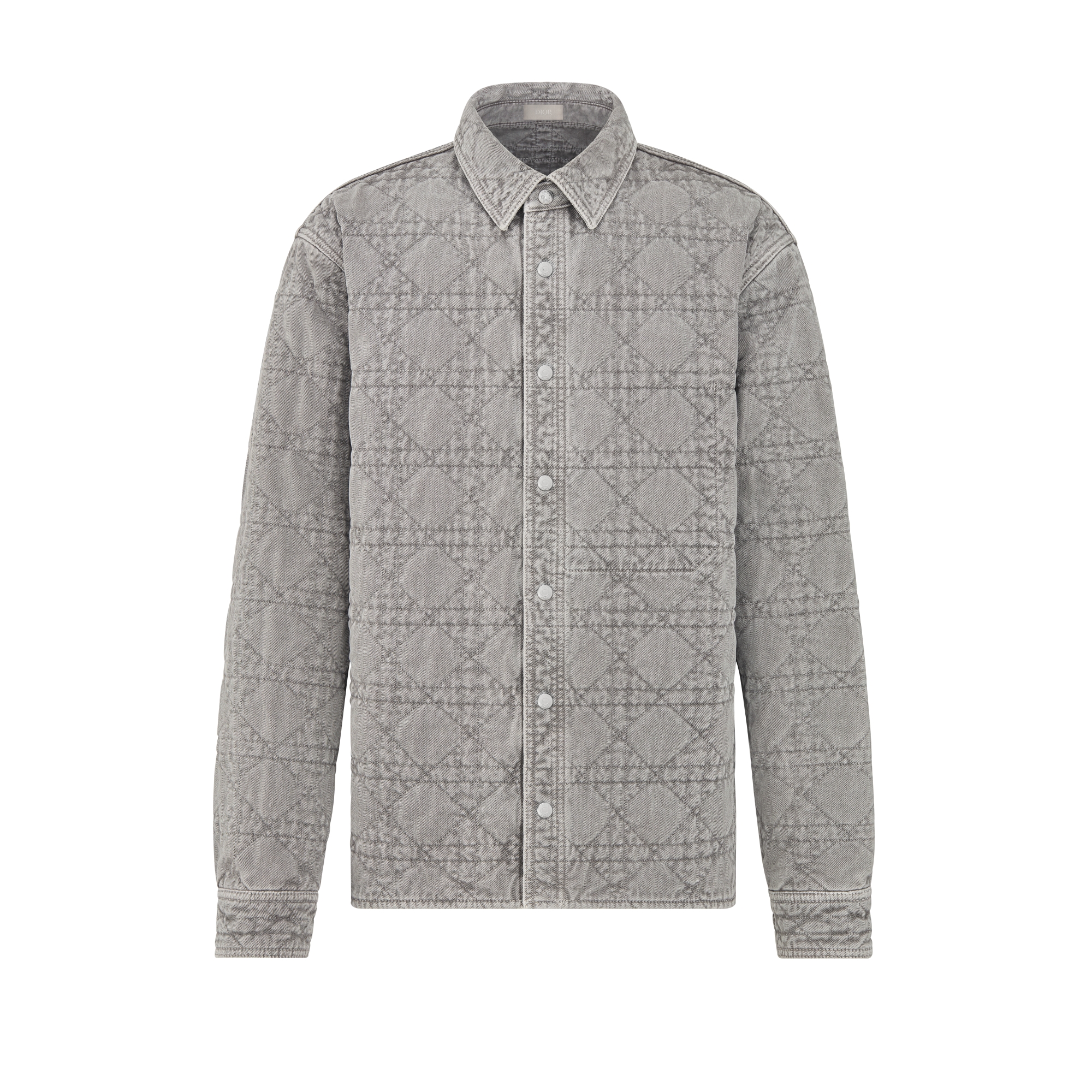 外套衬衫 灰色棉质斜纹面料藤格纹 E01