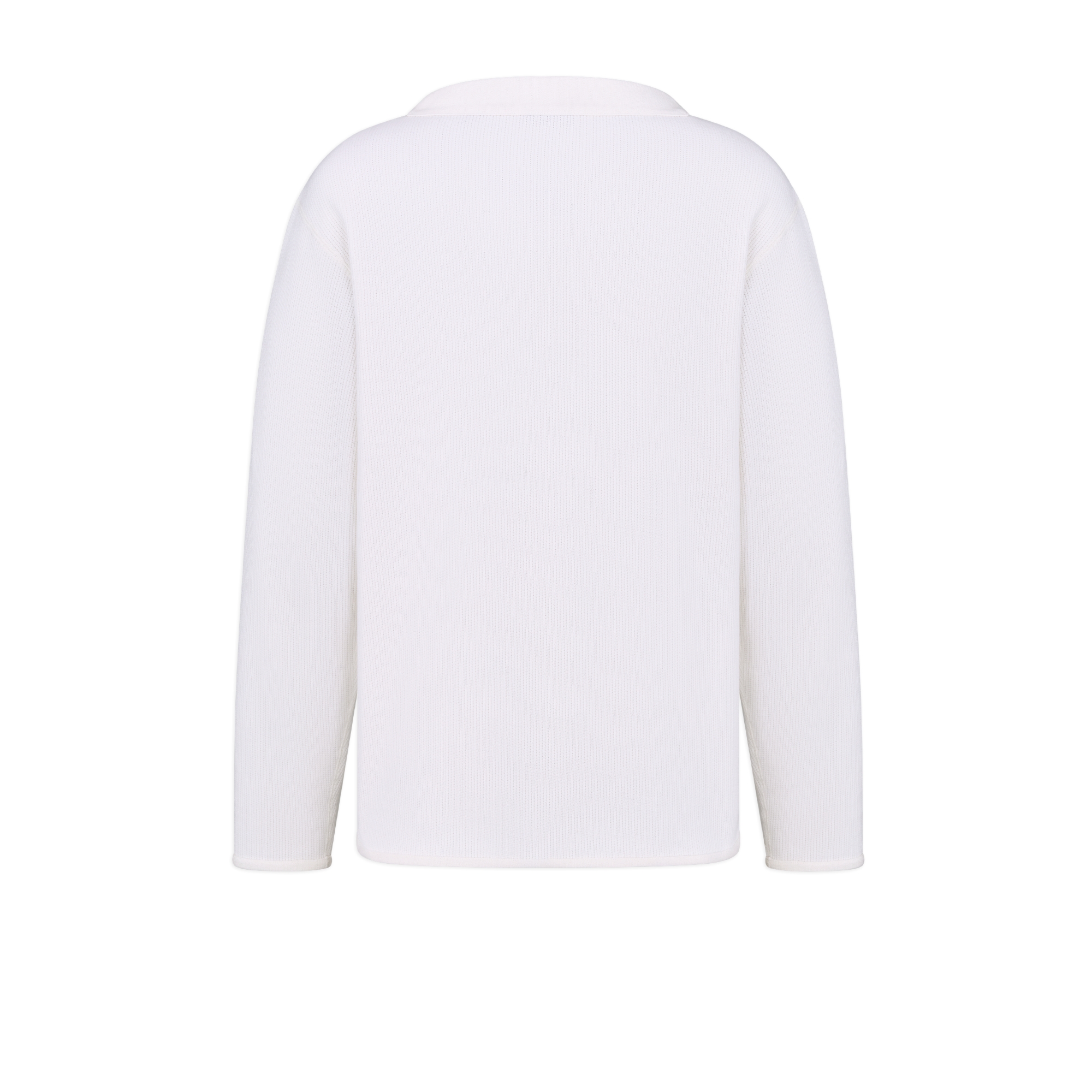 宽松版型长袖 T 恤 白色棉质和绵羊毛混纺平纹针织面料 Christian Dior Couture 图案 E08