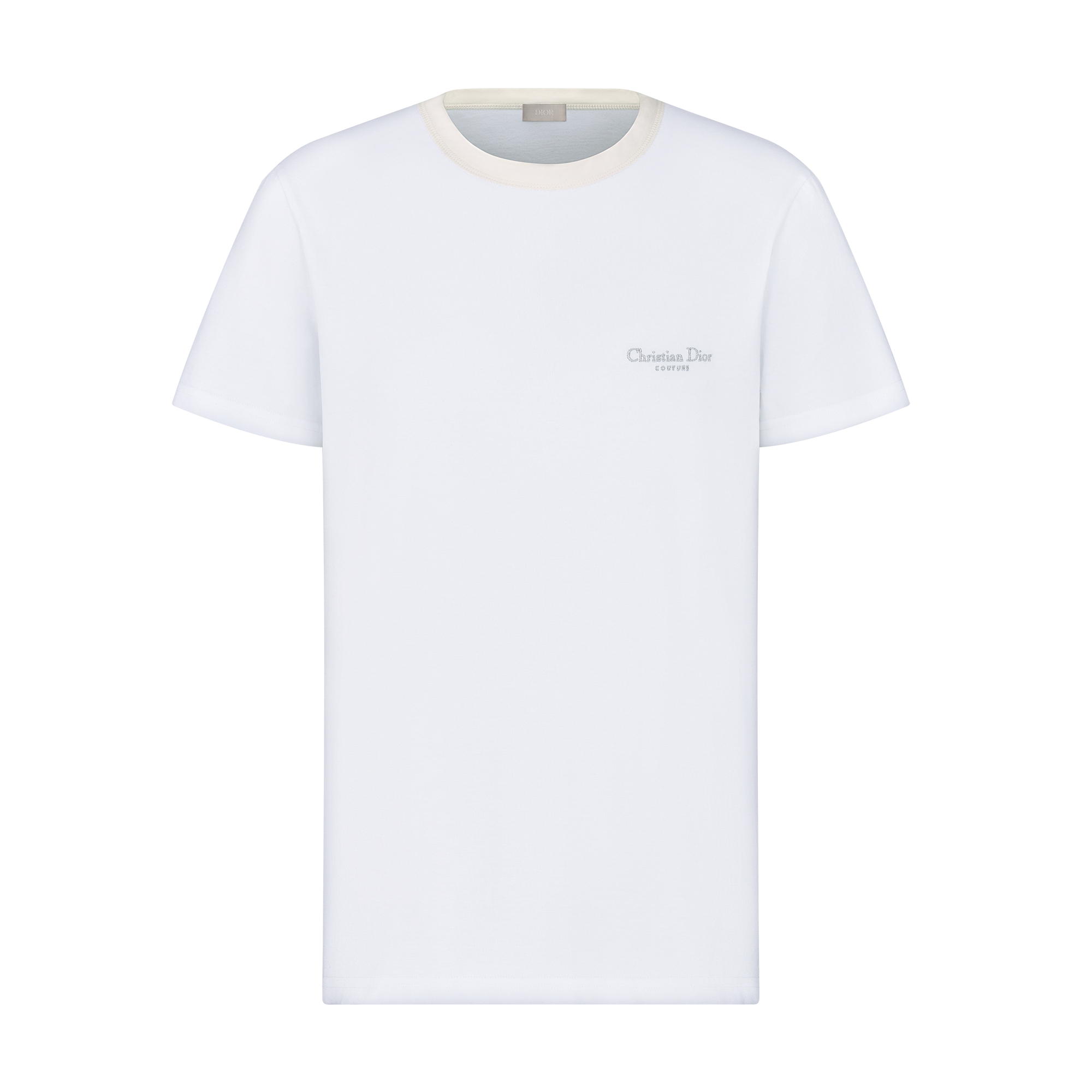  白色棉质平纹针织面料 Christian Dior Couture 刺绣