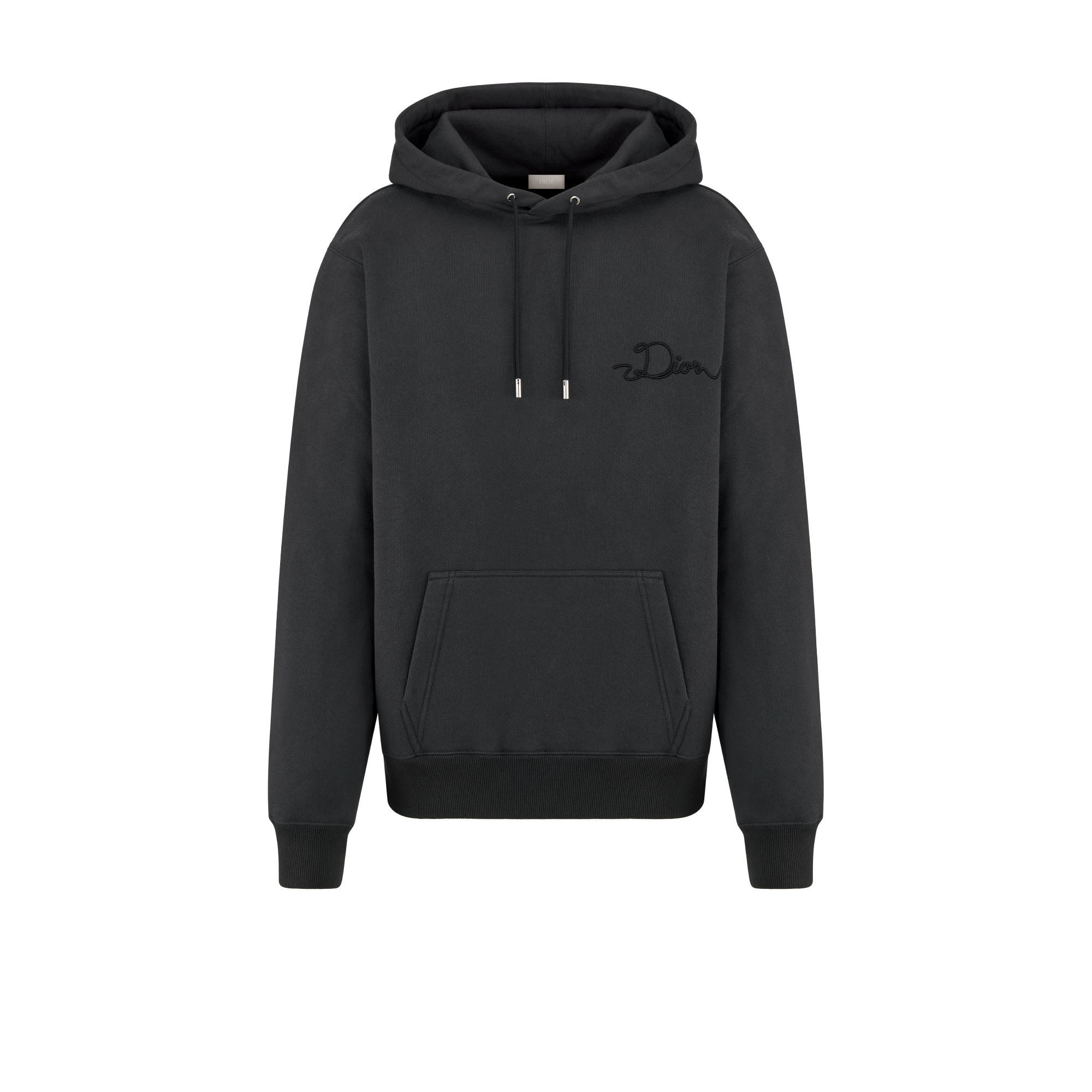 连帽运动衫 深灰色棉质起绒面料 Dior Ribbon 标志 E01