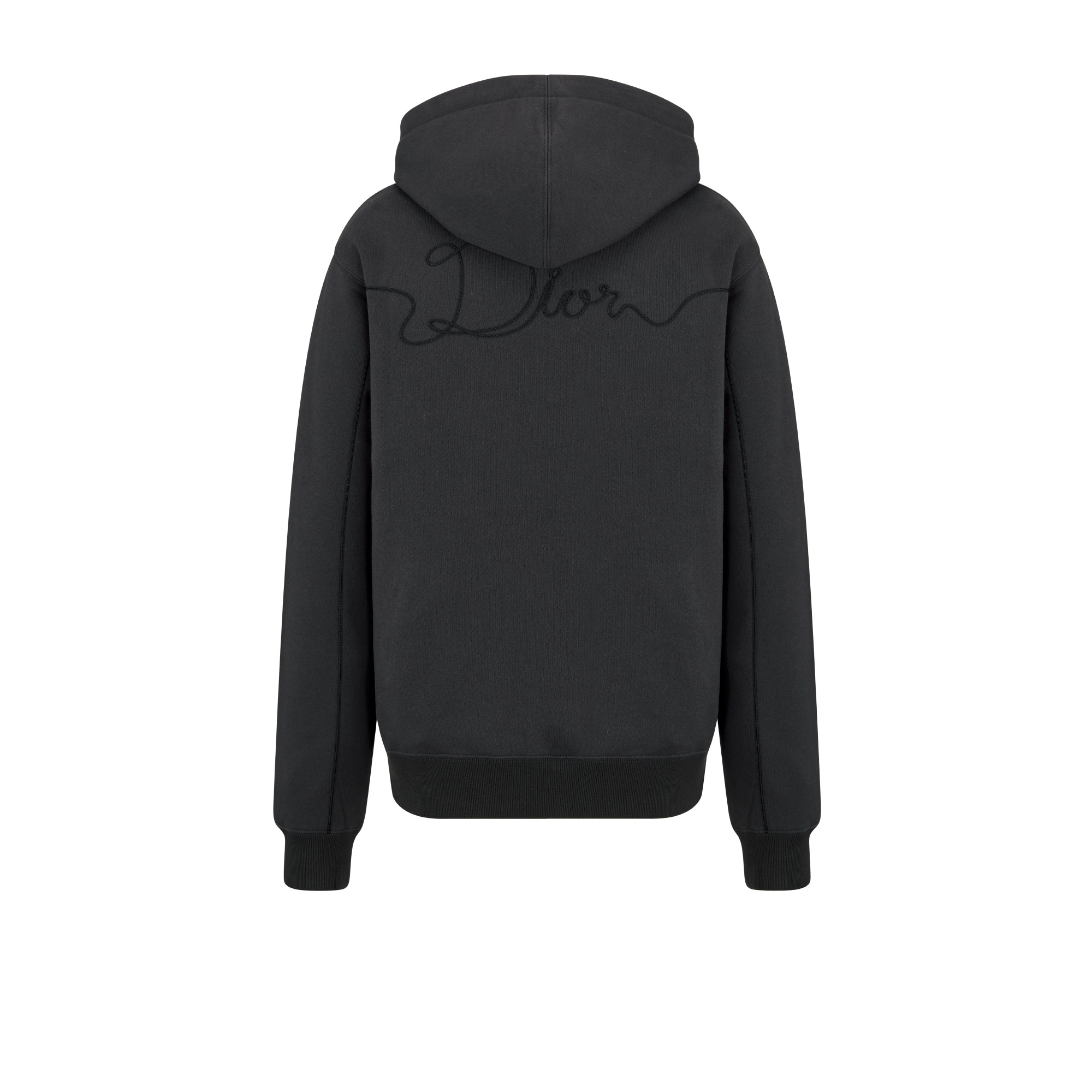 连帽运动衫 深灰色棉质起绒面料 Dior Ribbon 标志 E08