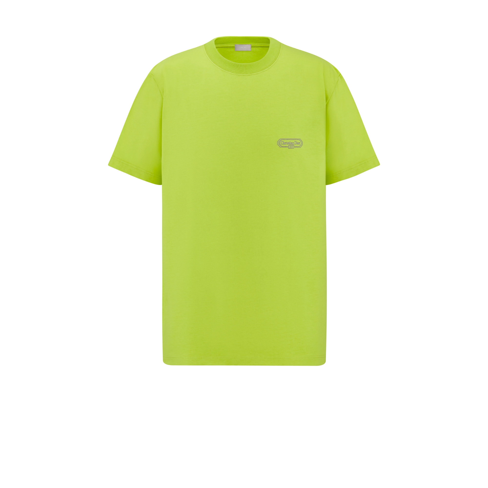 宽松版型 T 恤 绿色棉质平纹针织面料 CD Box 标志 E01