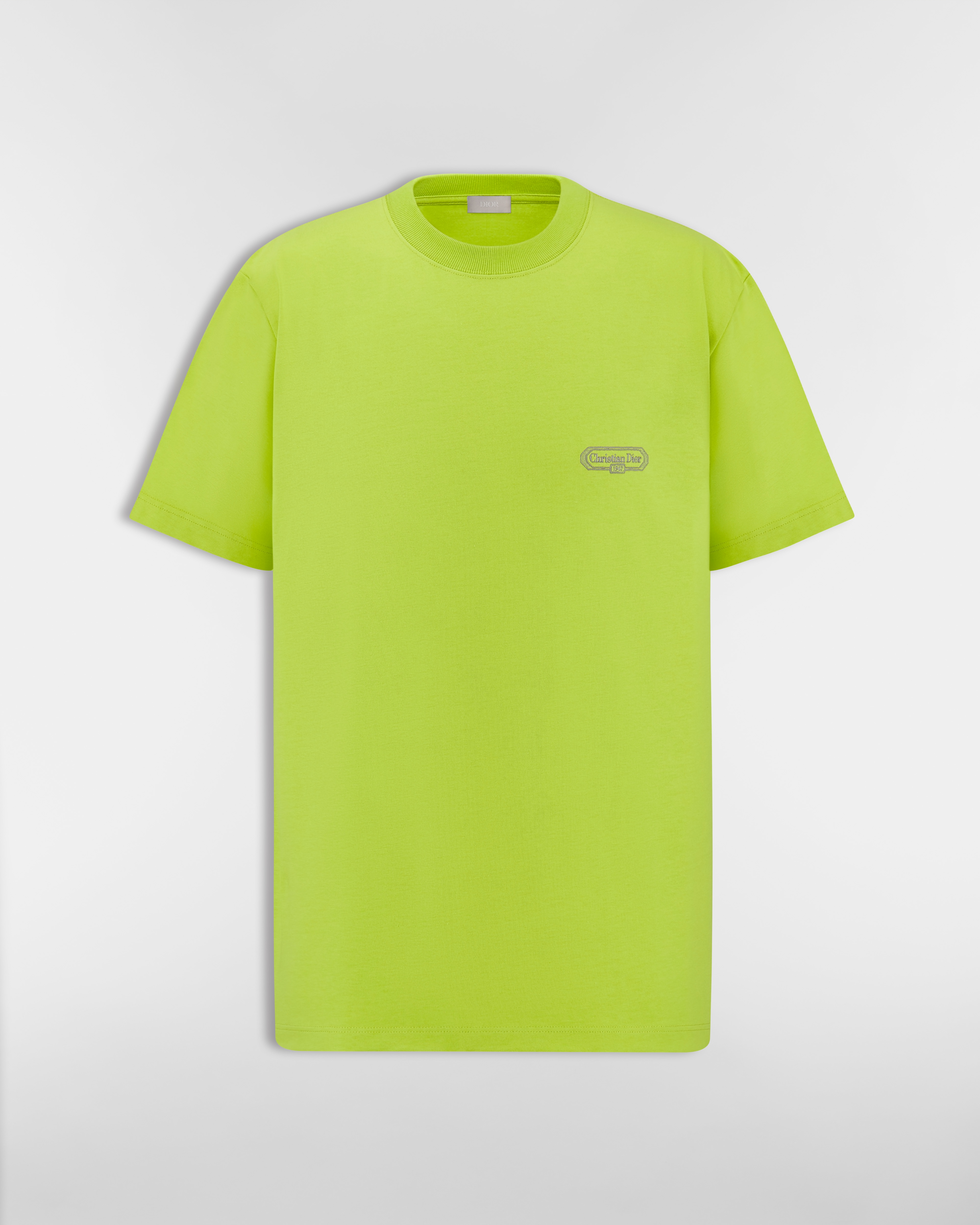 宽松版型 T 恤 绿色棉质平纹针织面料 CD Box 标志 E01