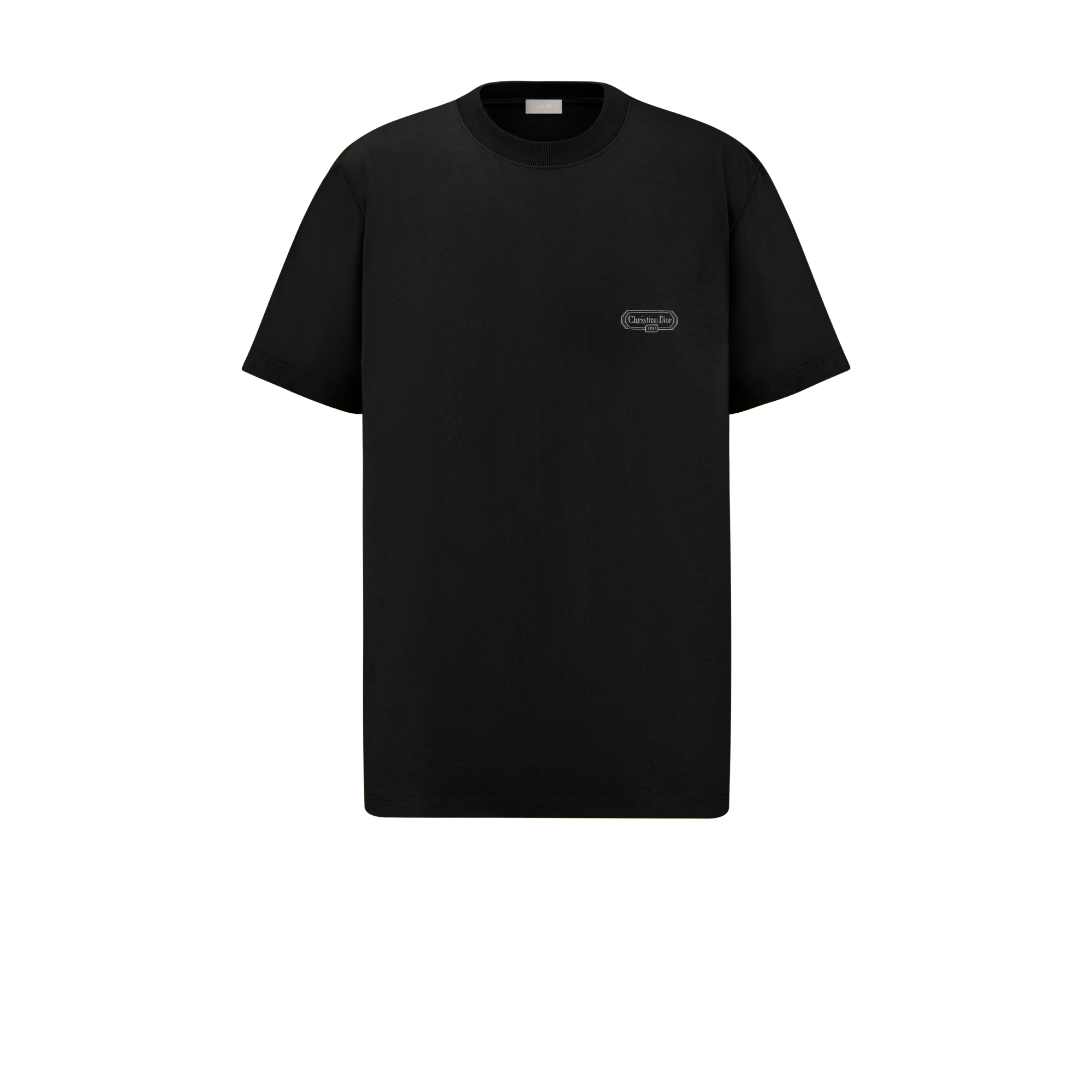 宽松版型 T 恤 黑色棉质平纹针织面料 CD Box 标志 E01
