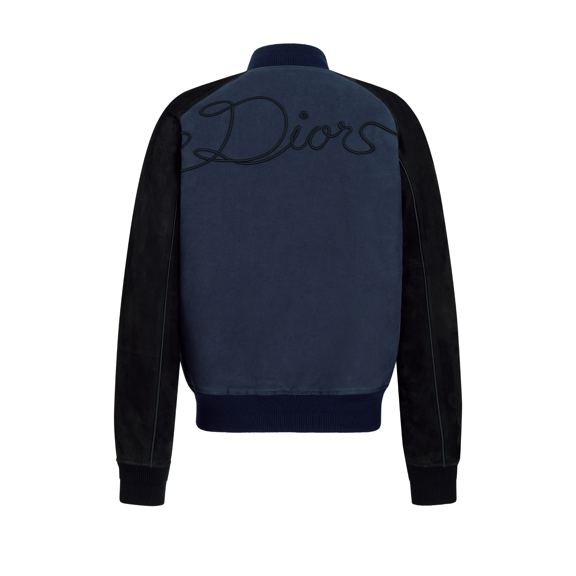 棒球夹克 蓝色绒面羊皮革和棉质面料 Dior Ribbon 标志 E08