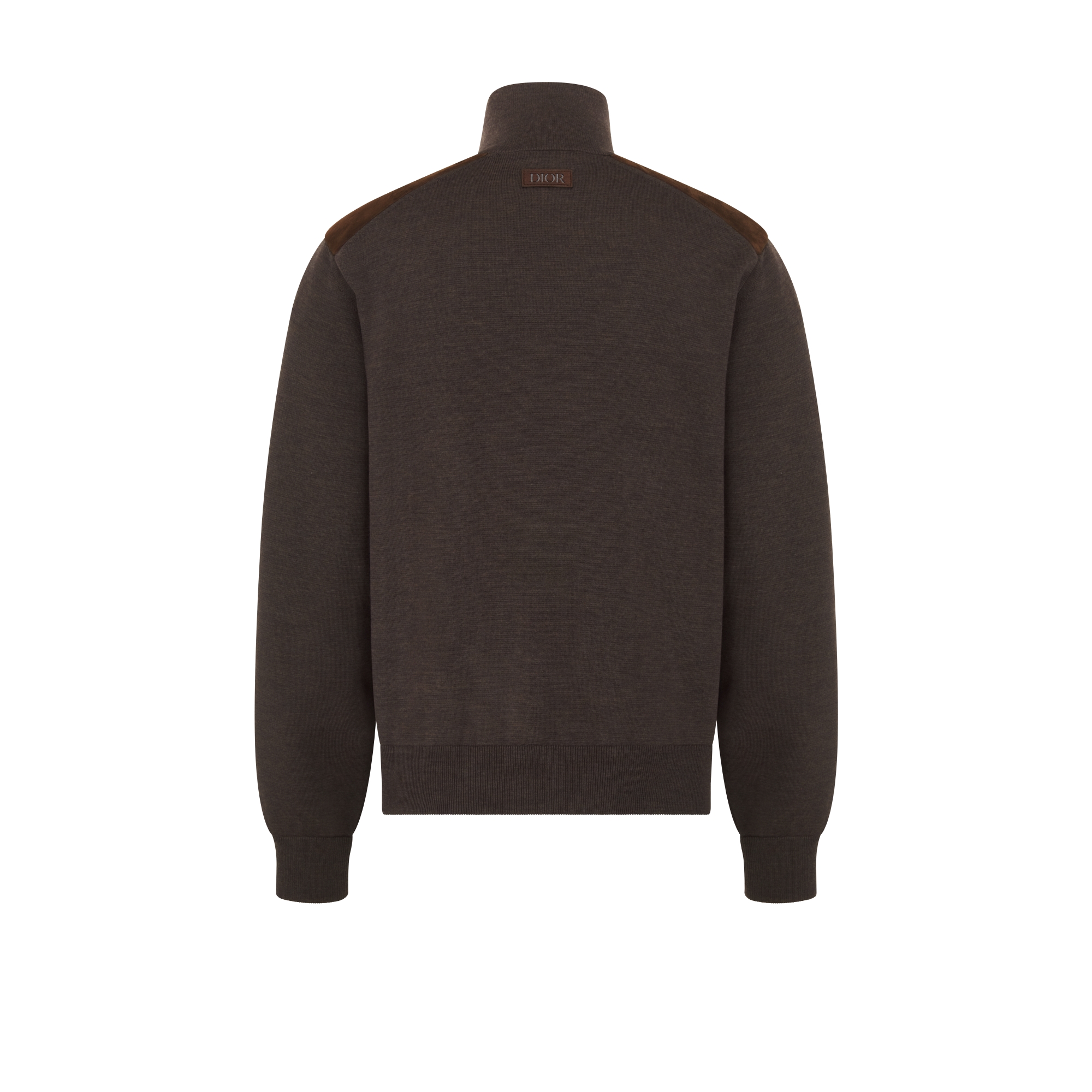 Dior Icons 开衫 棕色绵羊毛针织面料和羊皮革 E08