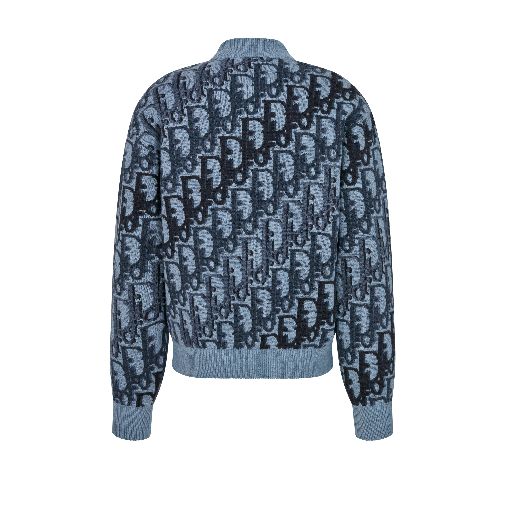 短夹克 蓝色绵羊毛针织面料 Oblique 印花 E08