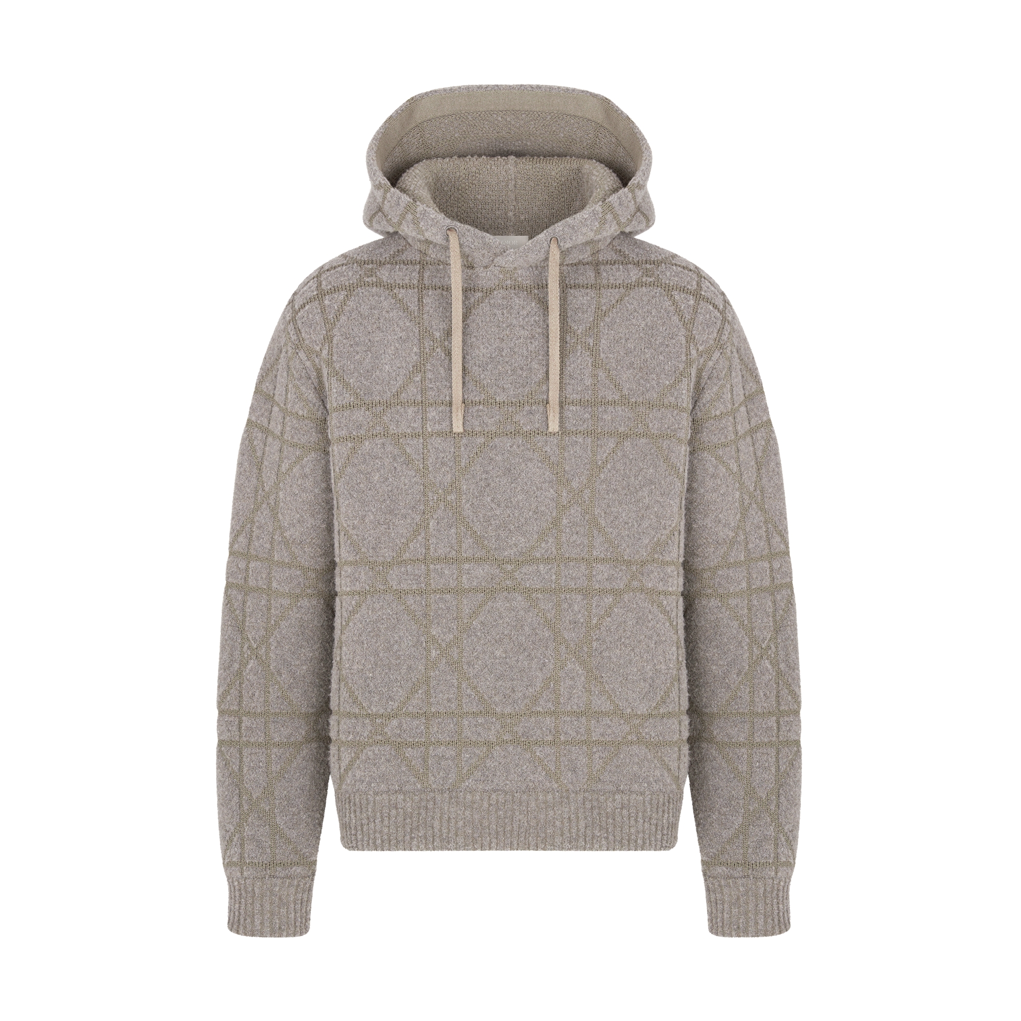  米色绵羊毛混纺针织面料藤格纹