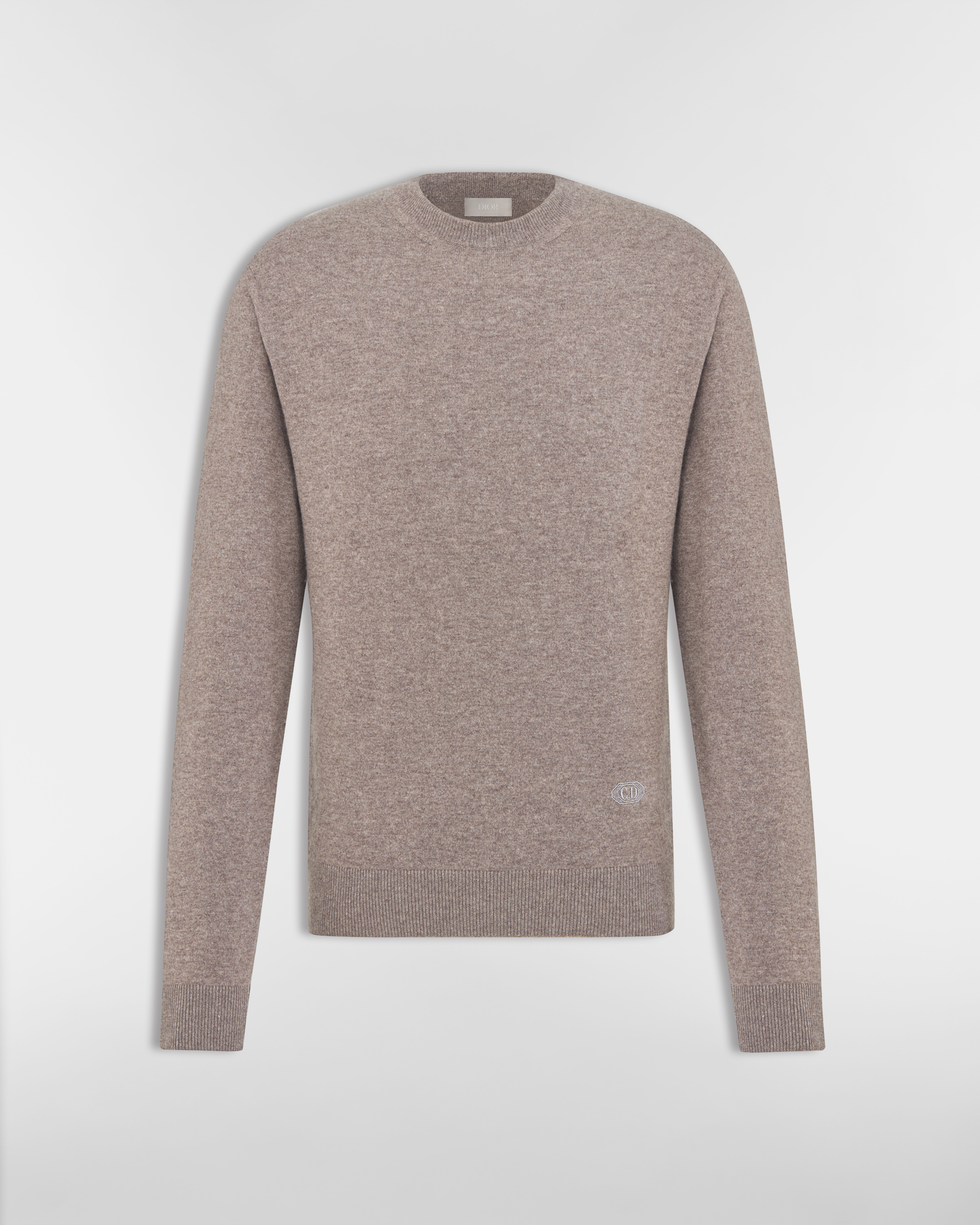 针织衫 棕色绵羊毛和山羊绒混纺平纹针织面料 CD Box 标志 E01