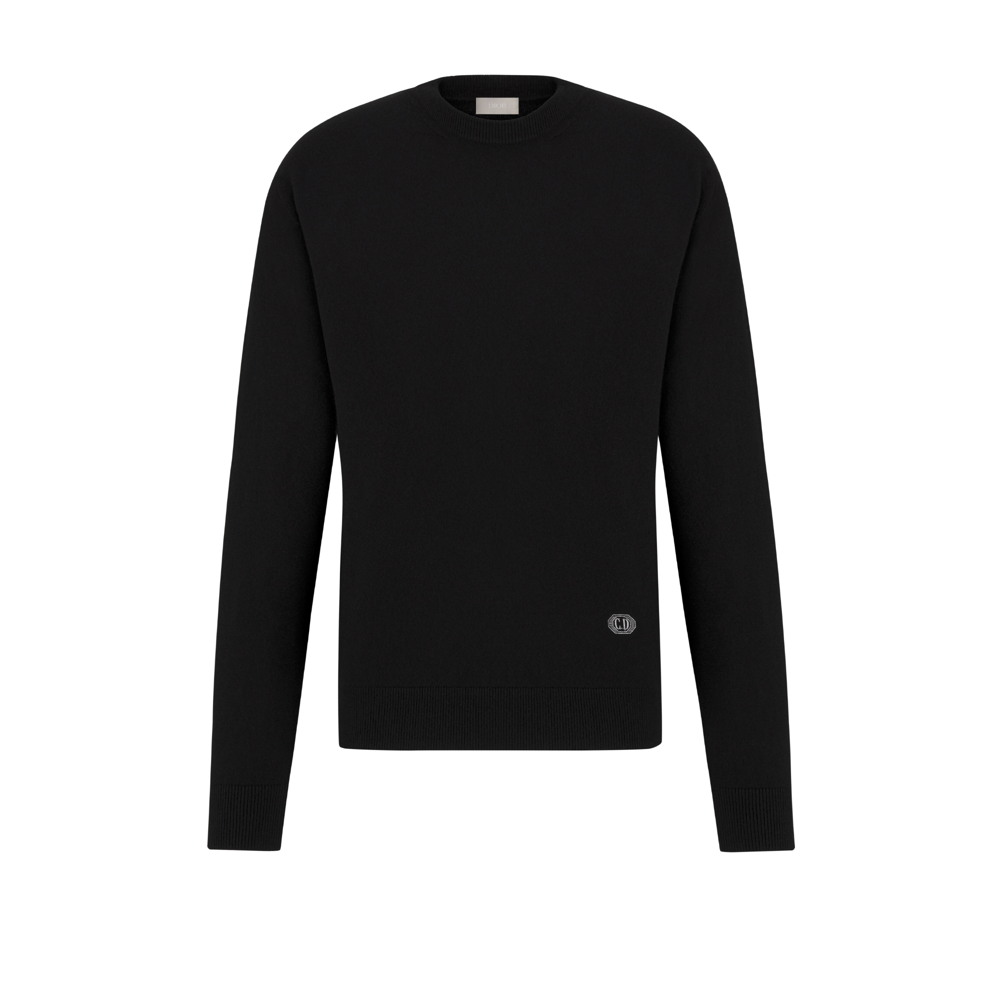 针织衫 黑色绵羊毛和山羊绒混纺针织面料 CD Box 标志 E01