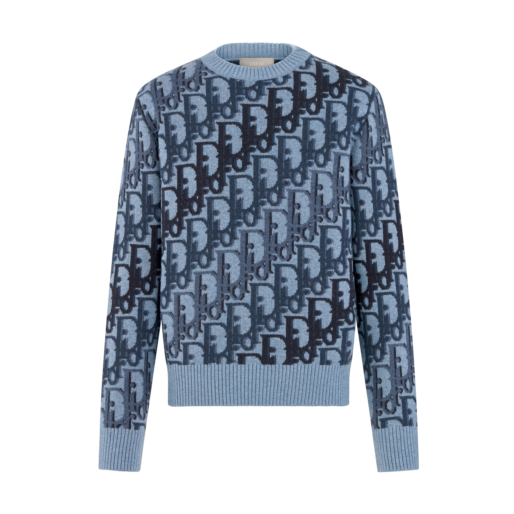  蓝色绵羊毛面料 Oblique 印花