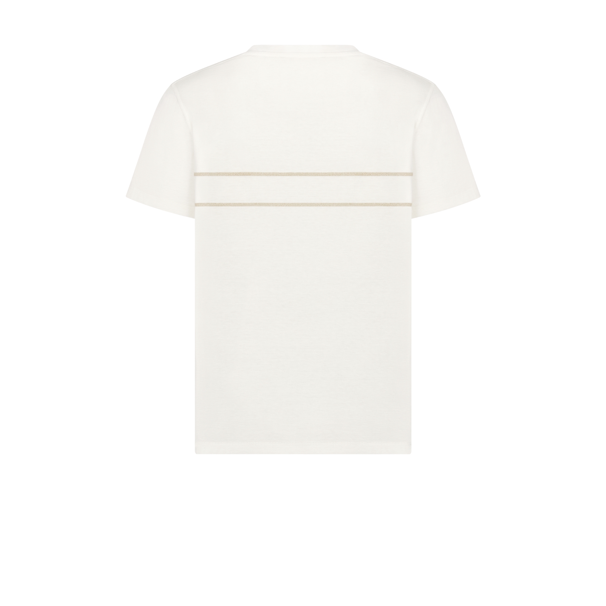 T 恤 米白色棉质混纺平纹针织面料金色调刺绣 E08