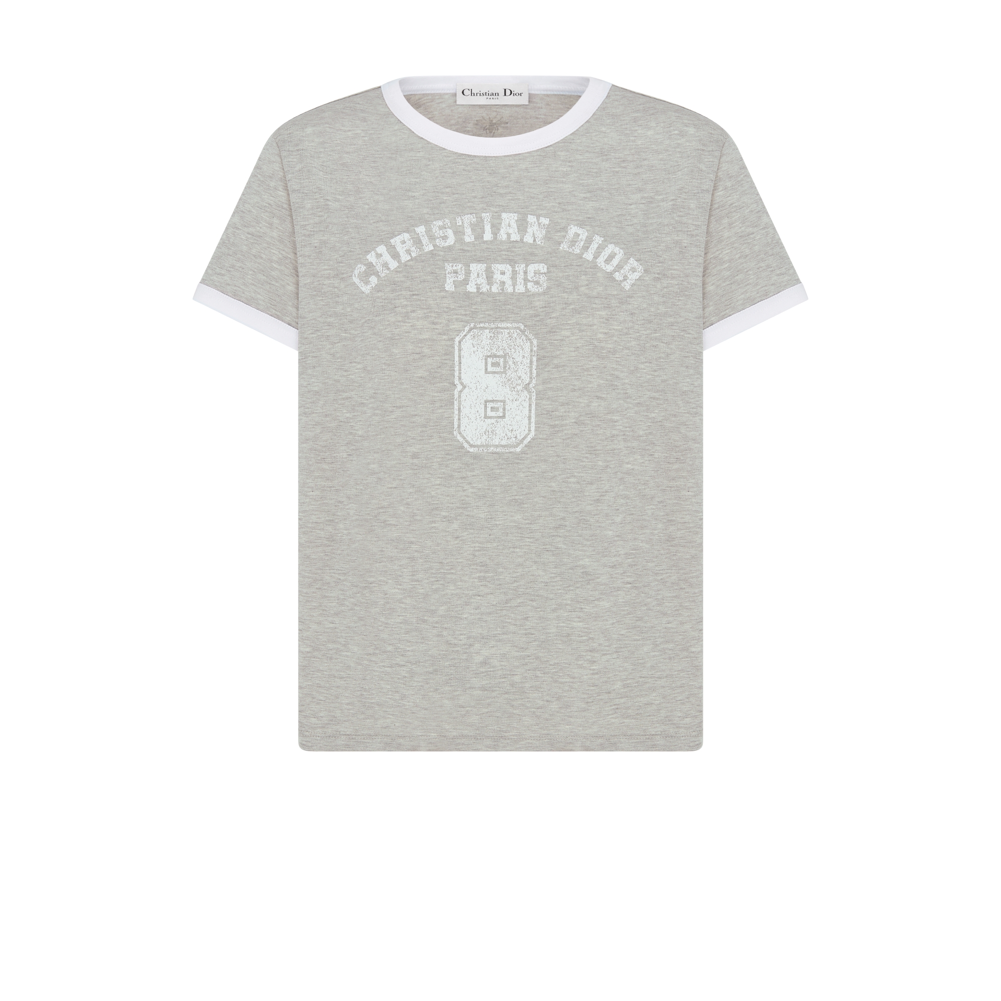 T 恤 灰色和白色棉质平纹针织面料 E01