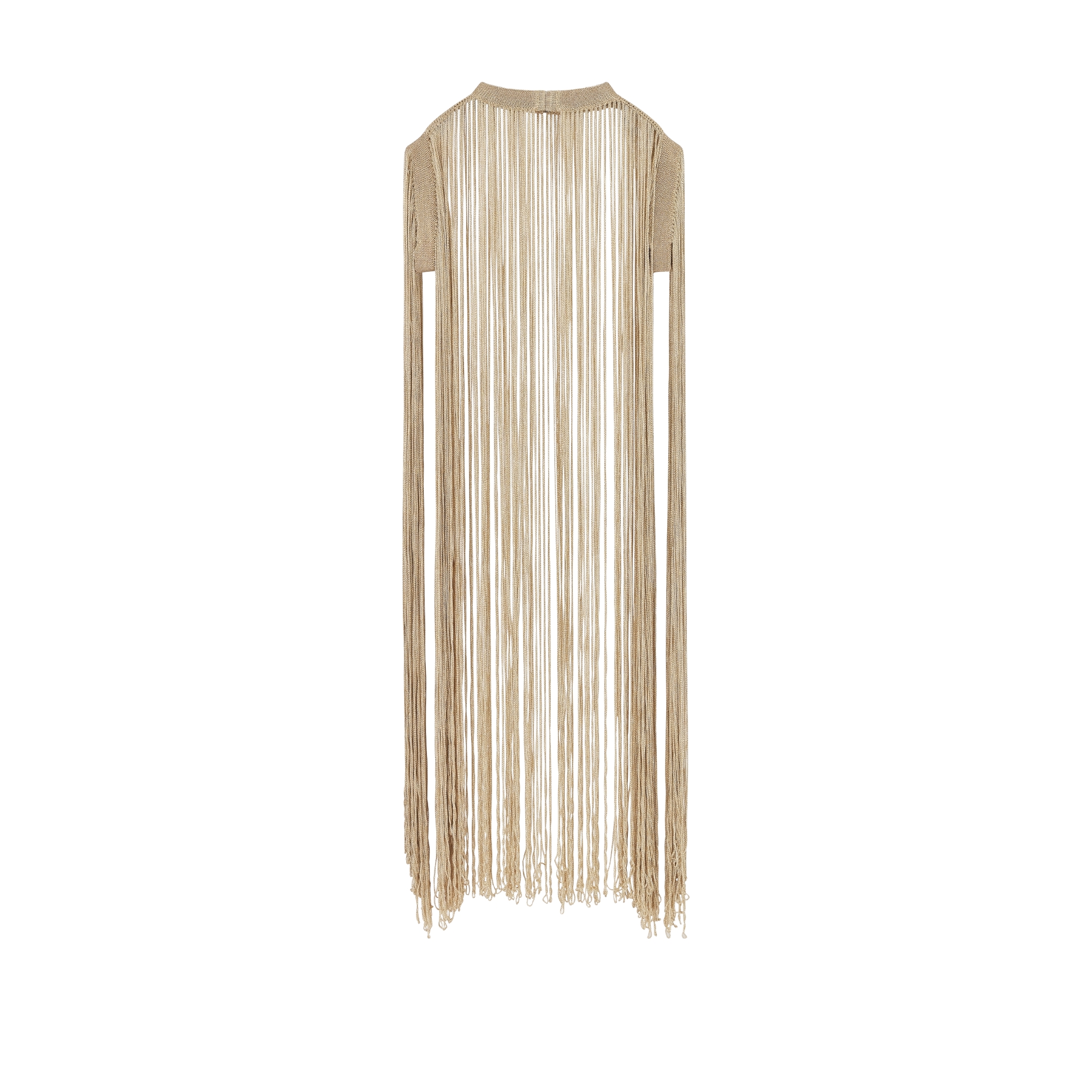 流苏斗篷 金色调金属光泽针织面料 E08