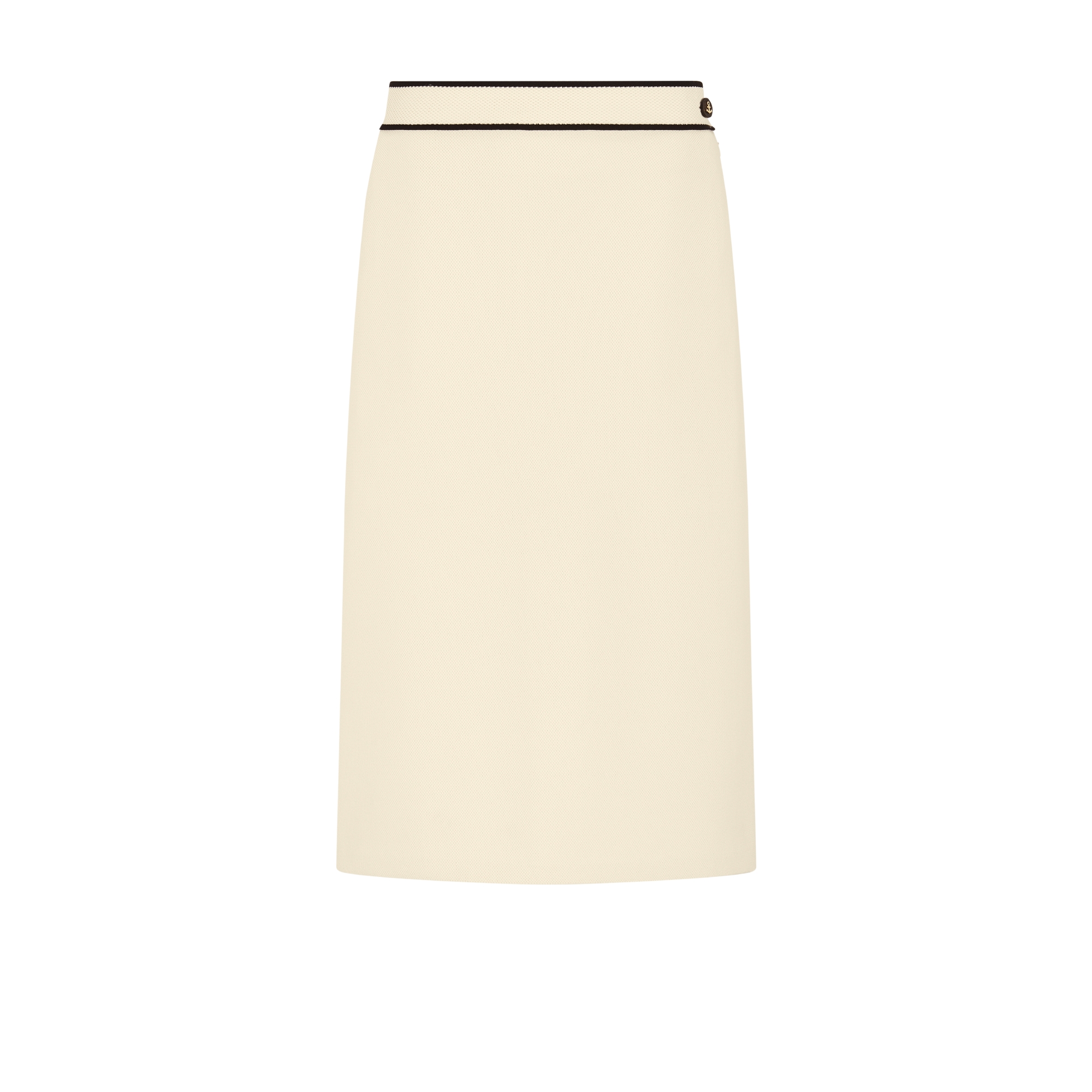 中长款喇叭形半身裙 白色和黑色科技针织面料 E01