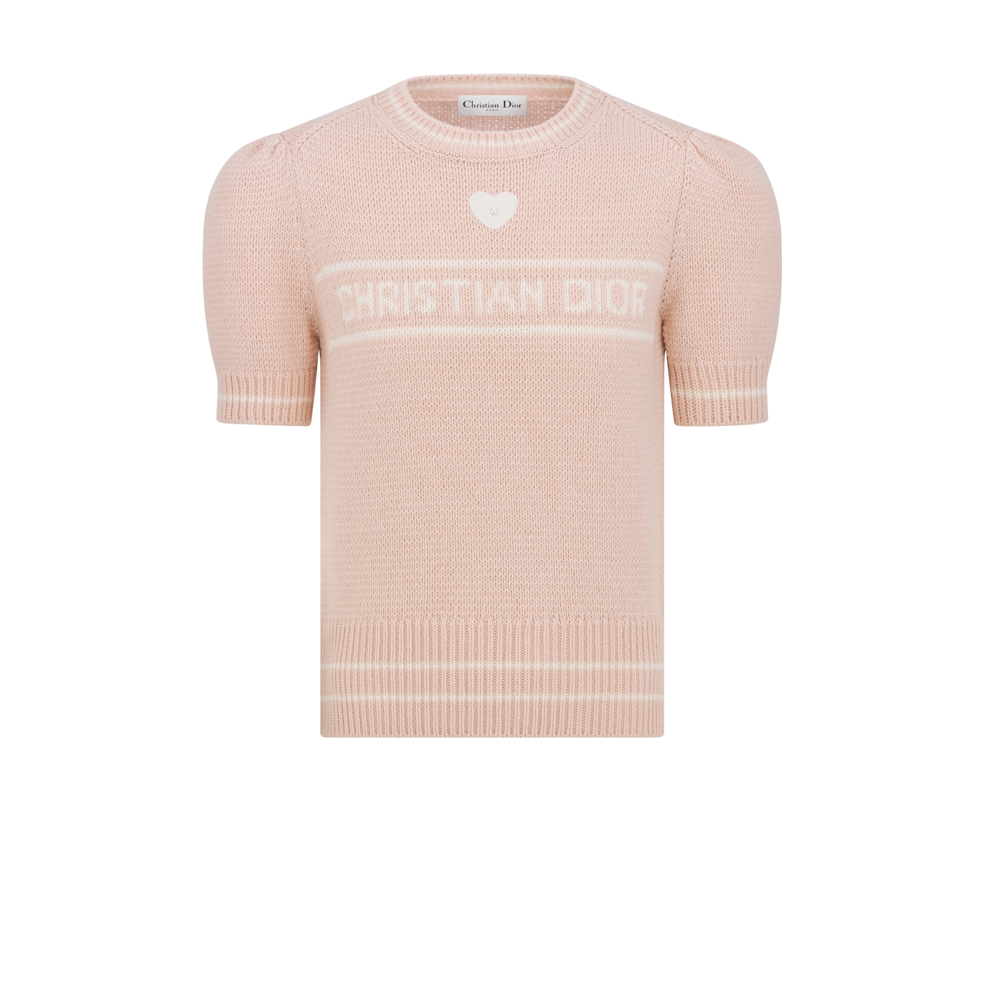 短袖针织衫 粉色绵羊毛和山羊绒混纺针织面料 E01