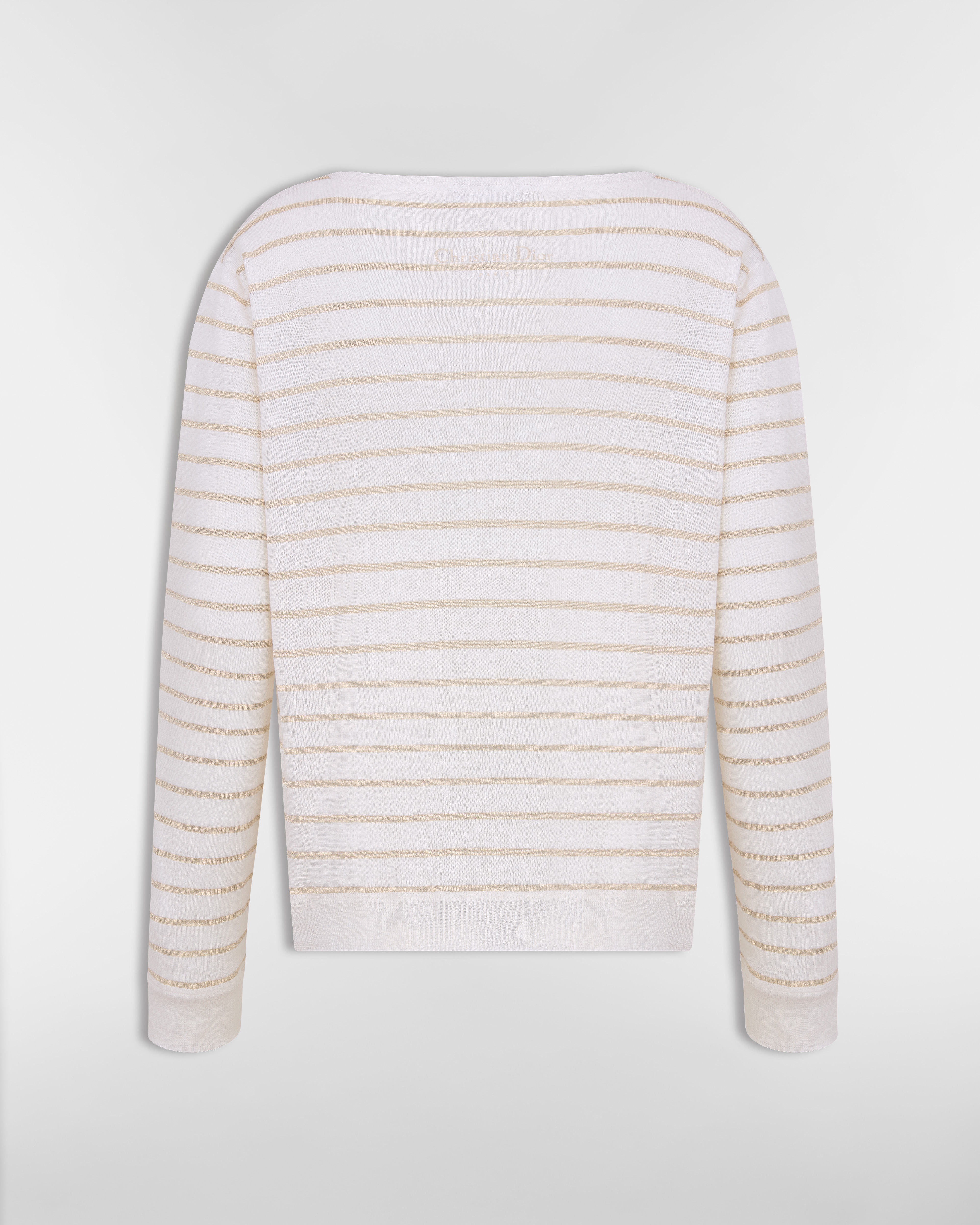 Dior Marinière 针织衫 米白色亚麻混纺针织面料金色调 Dioresque Stella 图案 E08