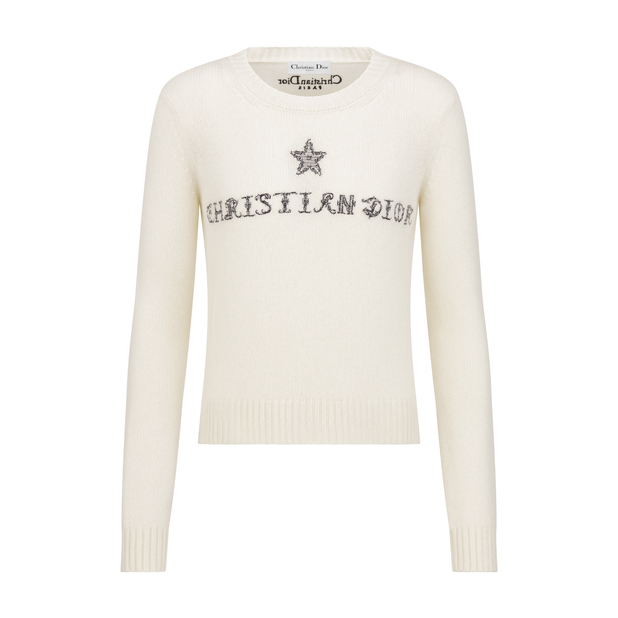 针织衫 白色山羊绒针织面料黑色 Dior Alphabet 图案 E01