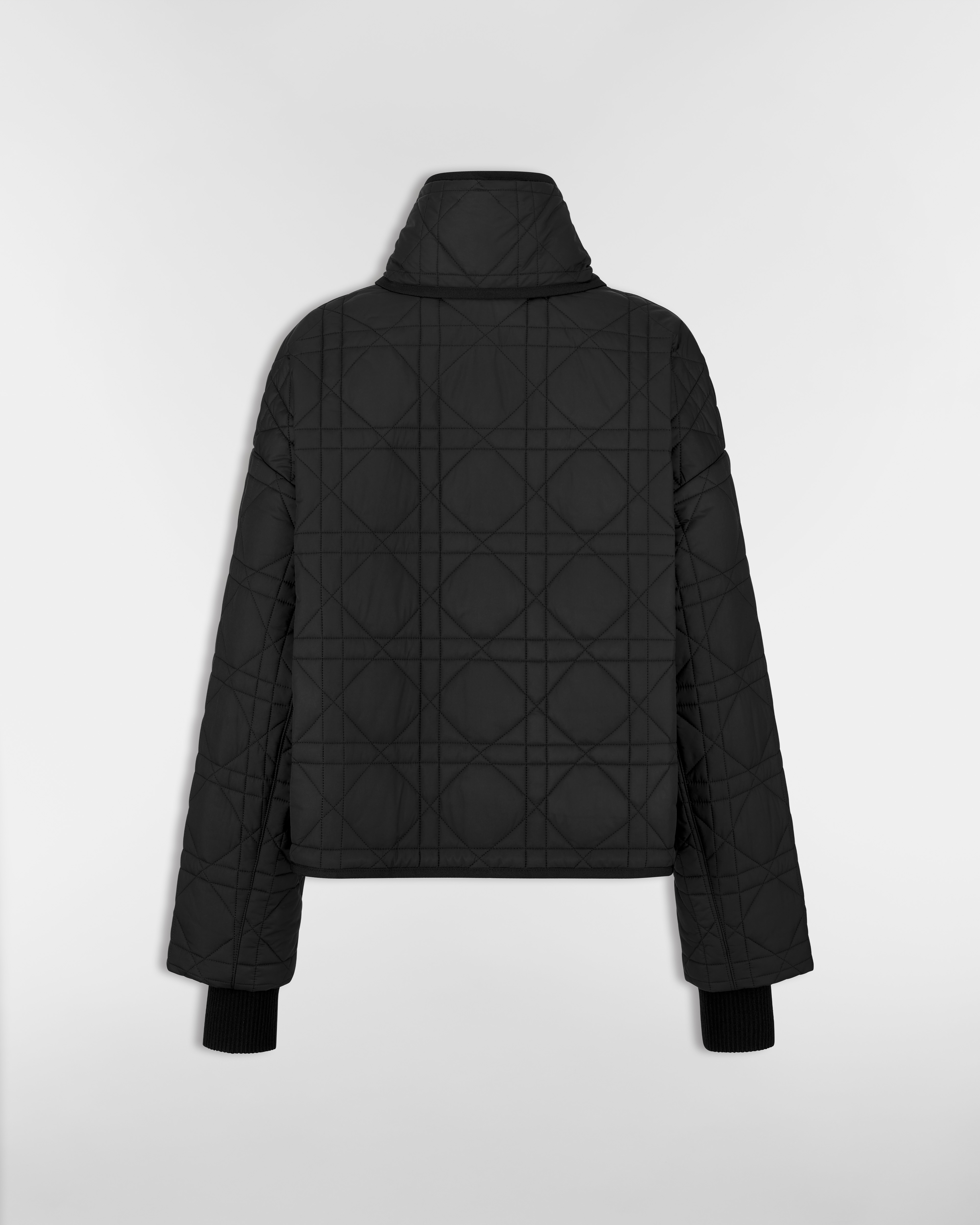 大衣 黑色绗缝塔夫绸科技面料超大藤格纹搭配围巾式衣领 E08