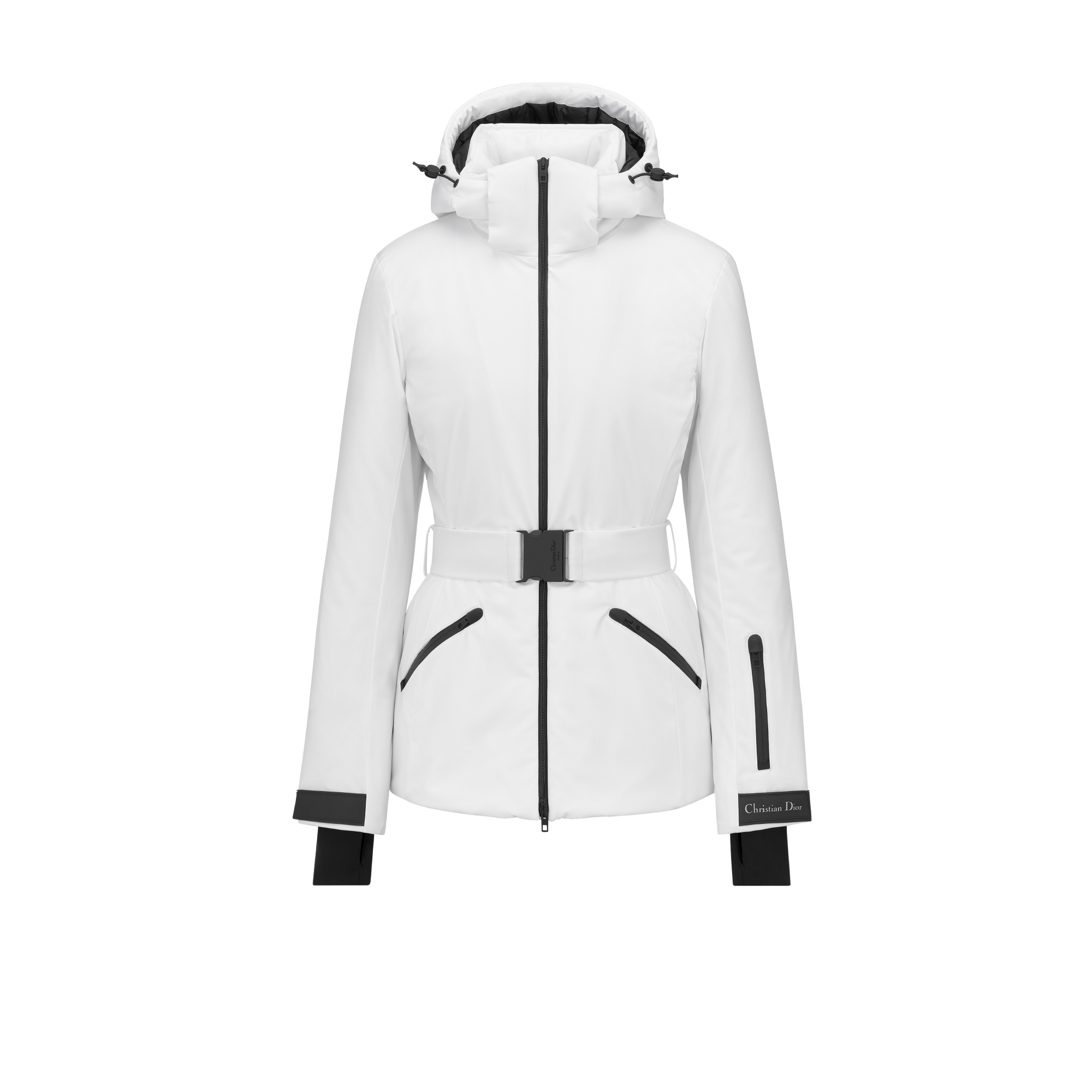 DiorAlps 连帽夹克 白色带夹层塔夫绸科技面料搭配腰带 E01