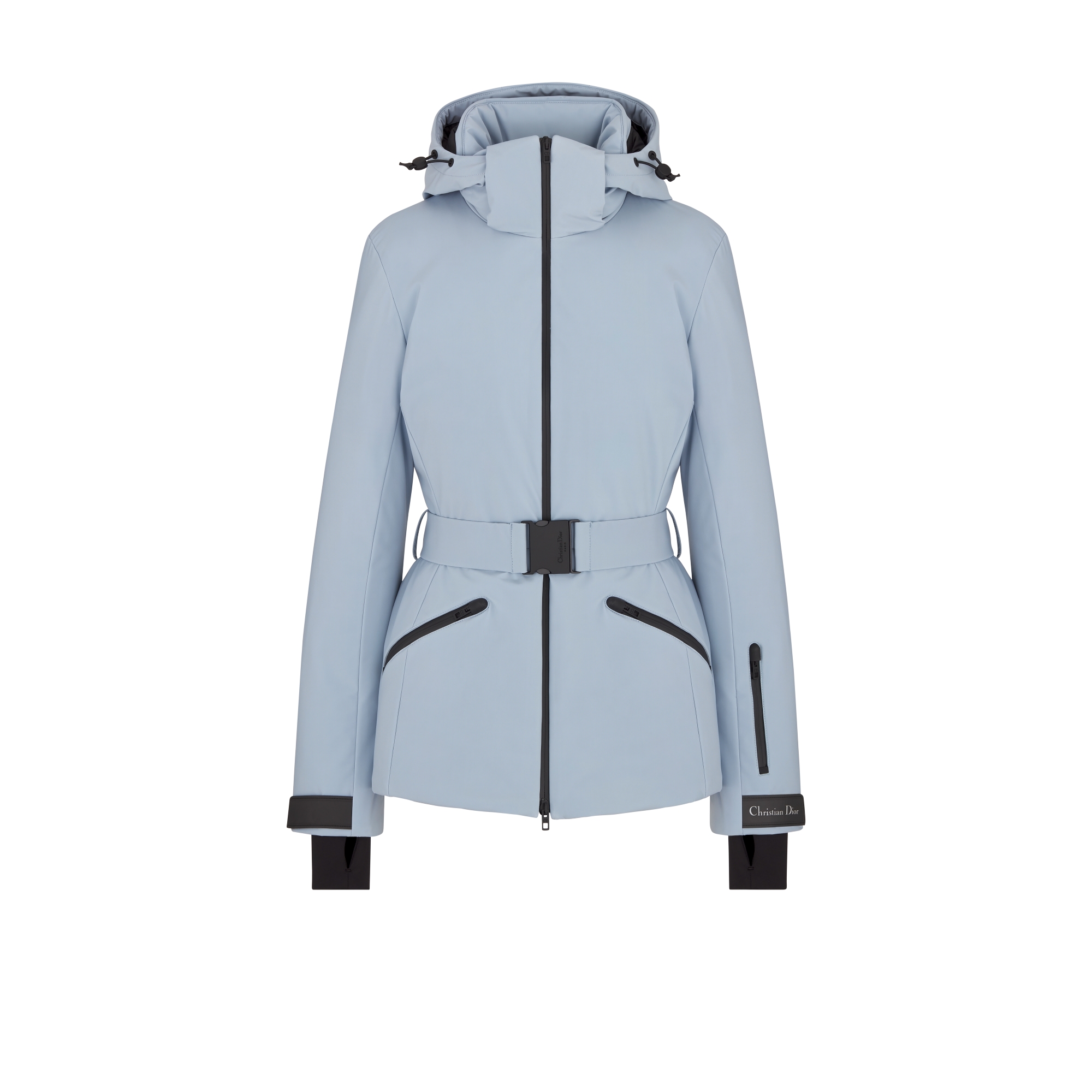 DiorAlps 连帽夹克 淡蓝色带夹层塔夫绸科技面料搭配腰带 E01