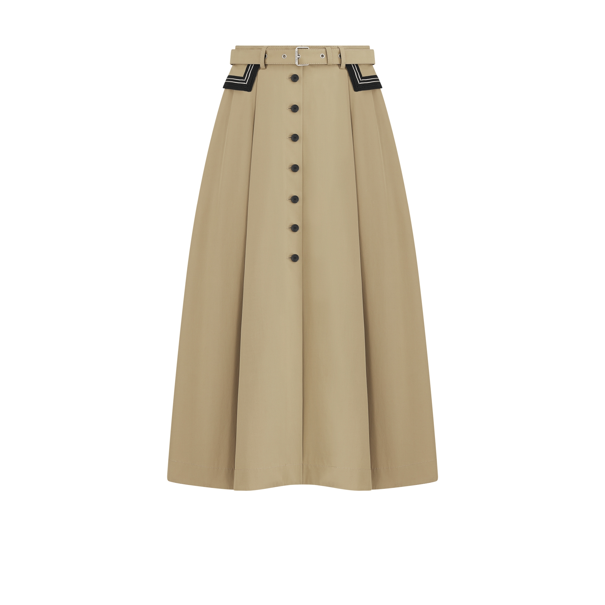 喇叭形半裙 米色棉质华达呢面料 E01