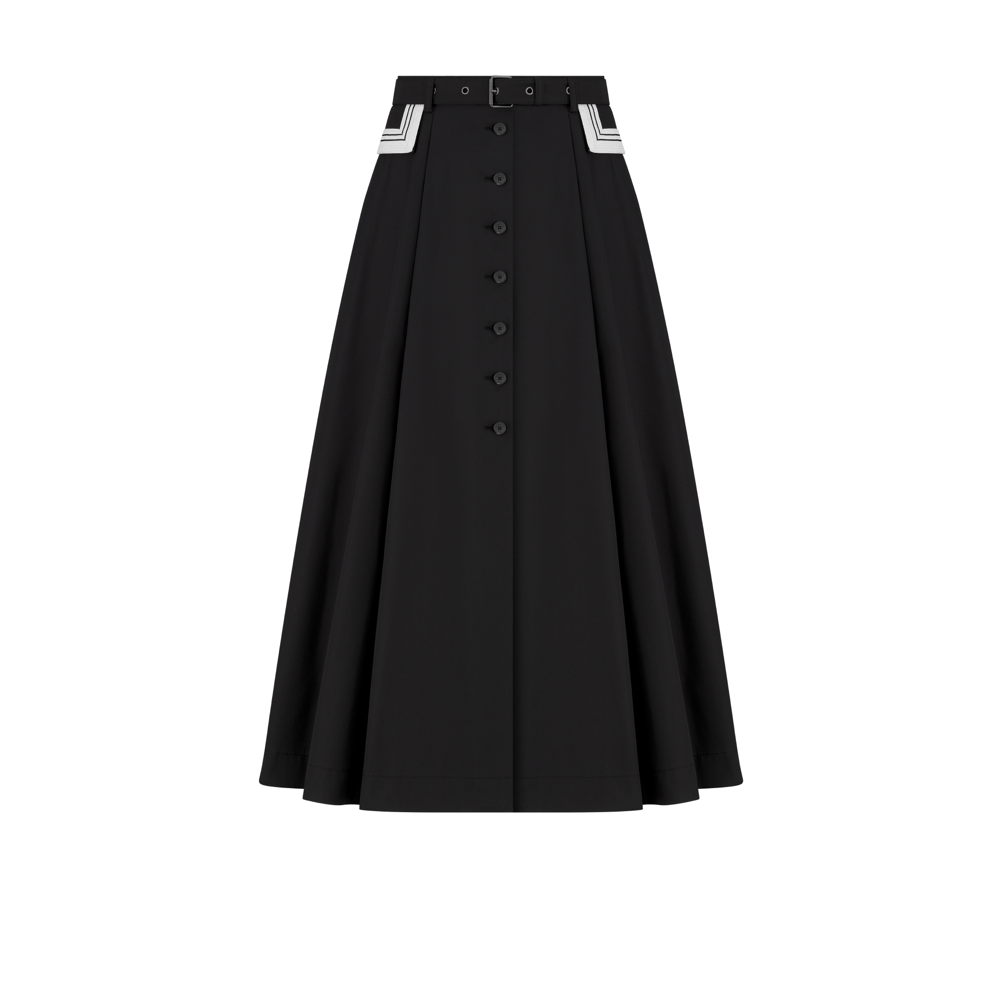 喇叭形半裙 黑色棉质华达呢面料 E01