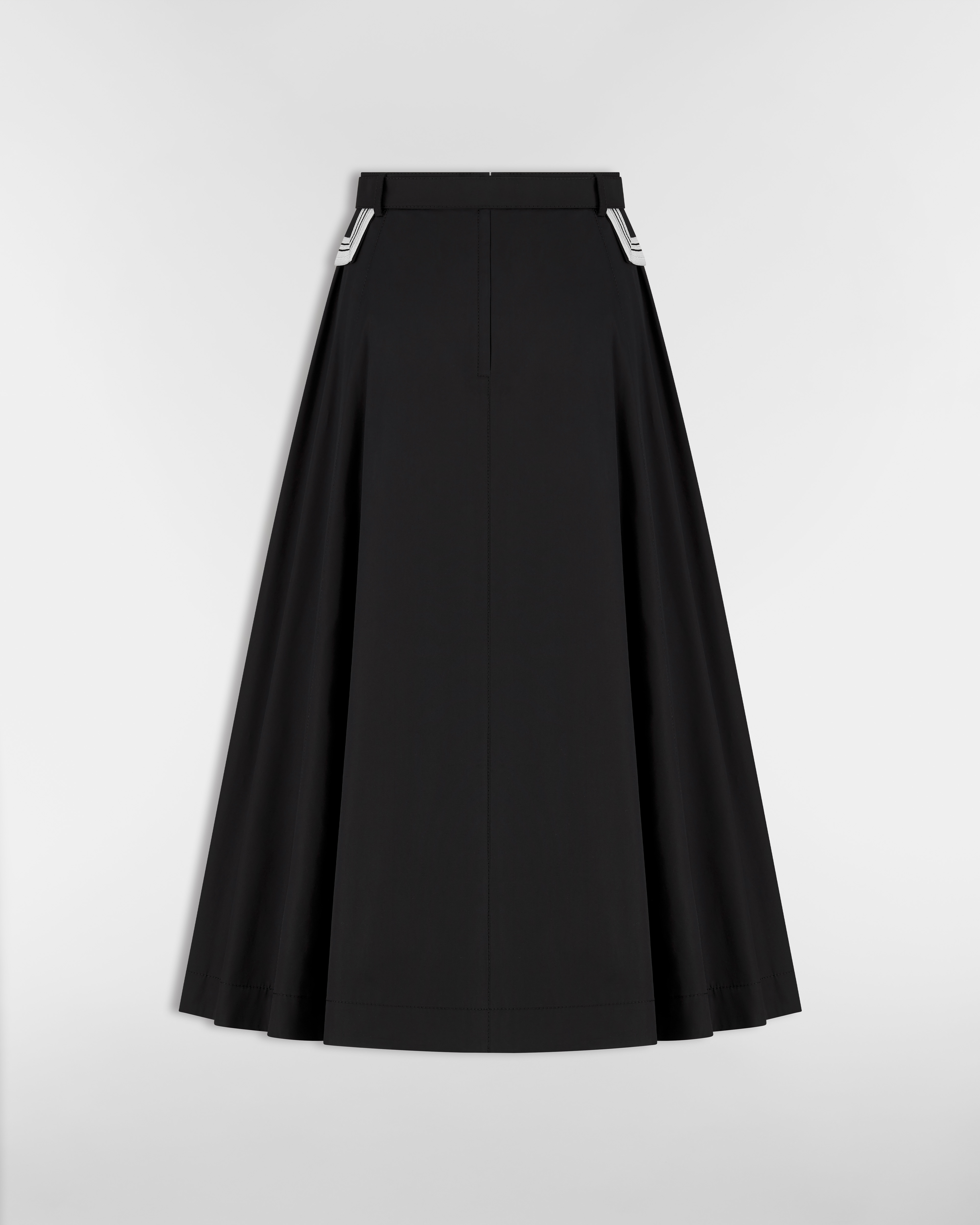 喇叭形半裙 黑色棉质华达呢面料 E08