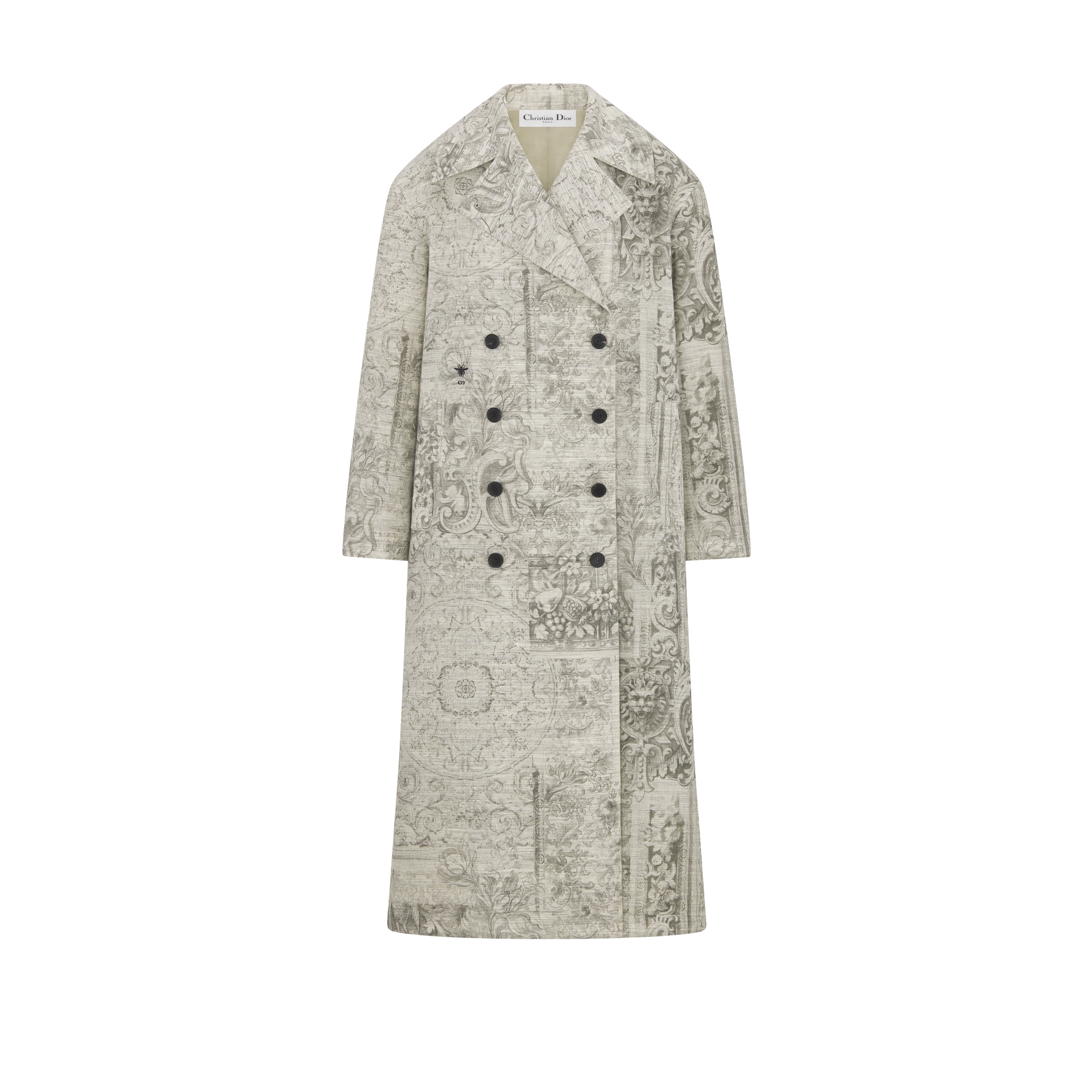 大衣 米色棉质混纺面料 Dior Barocco 图案 E01