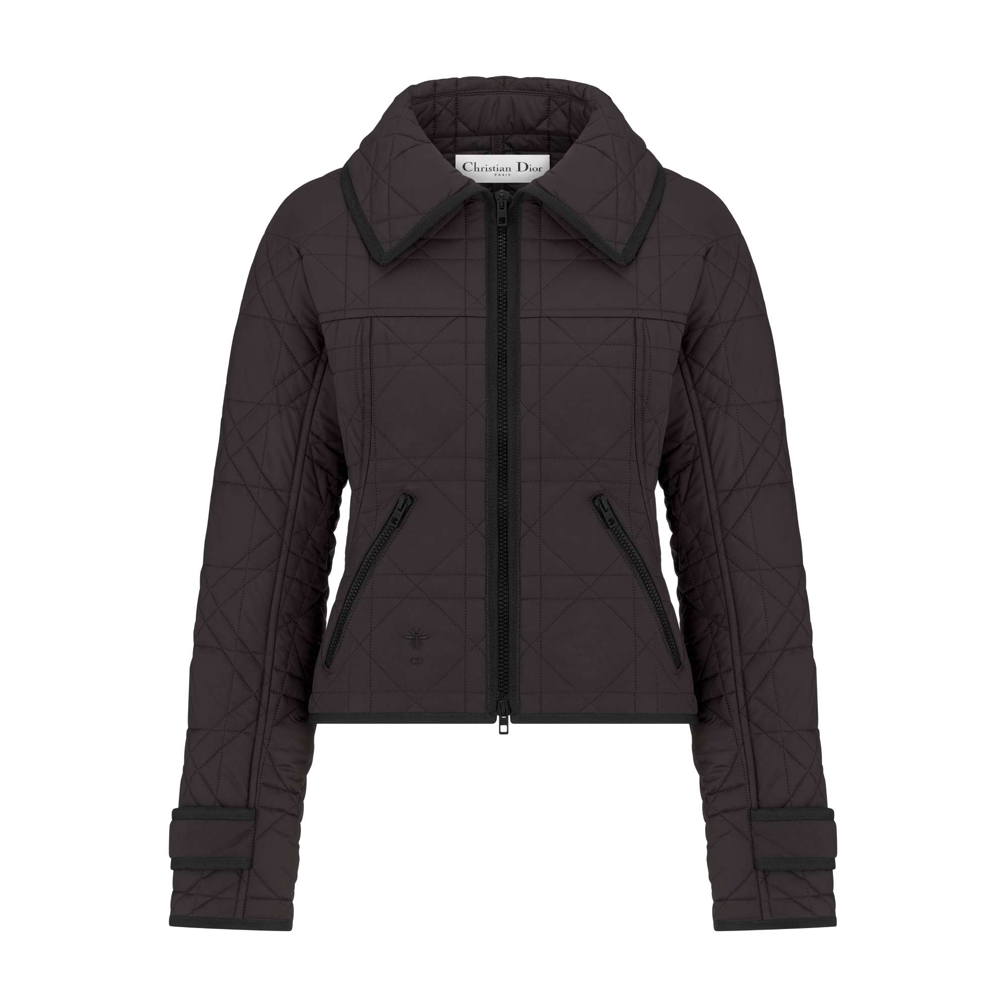 修身外套 黑色绗缝塔夫绸科技面料超大藤格纹 E01