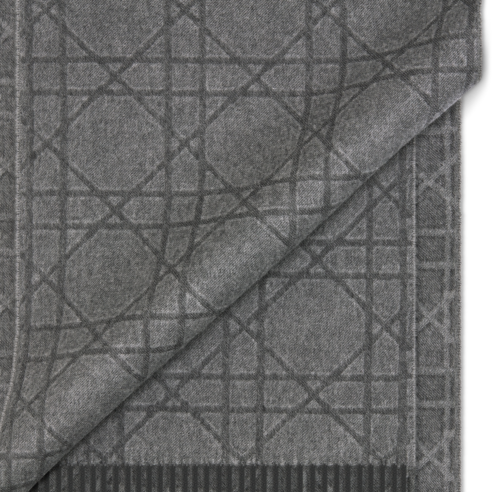 Dior 印花围巾 黑色山羊绒和绵羊毛混纺面料藤格纹 E09