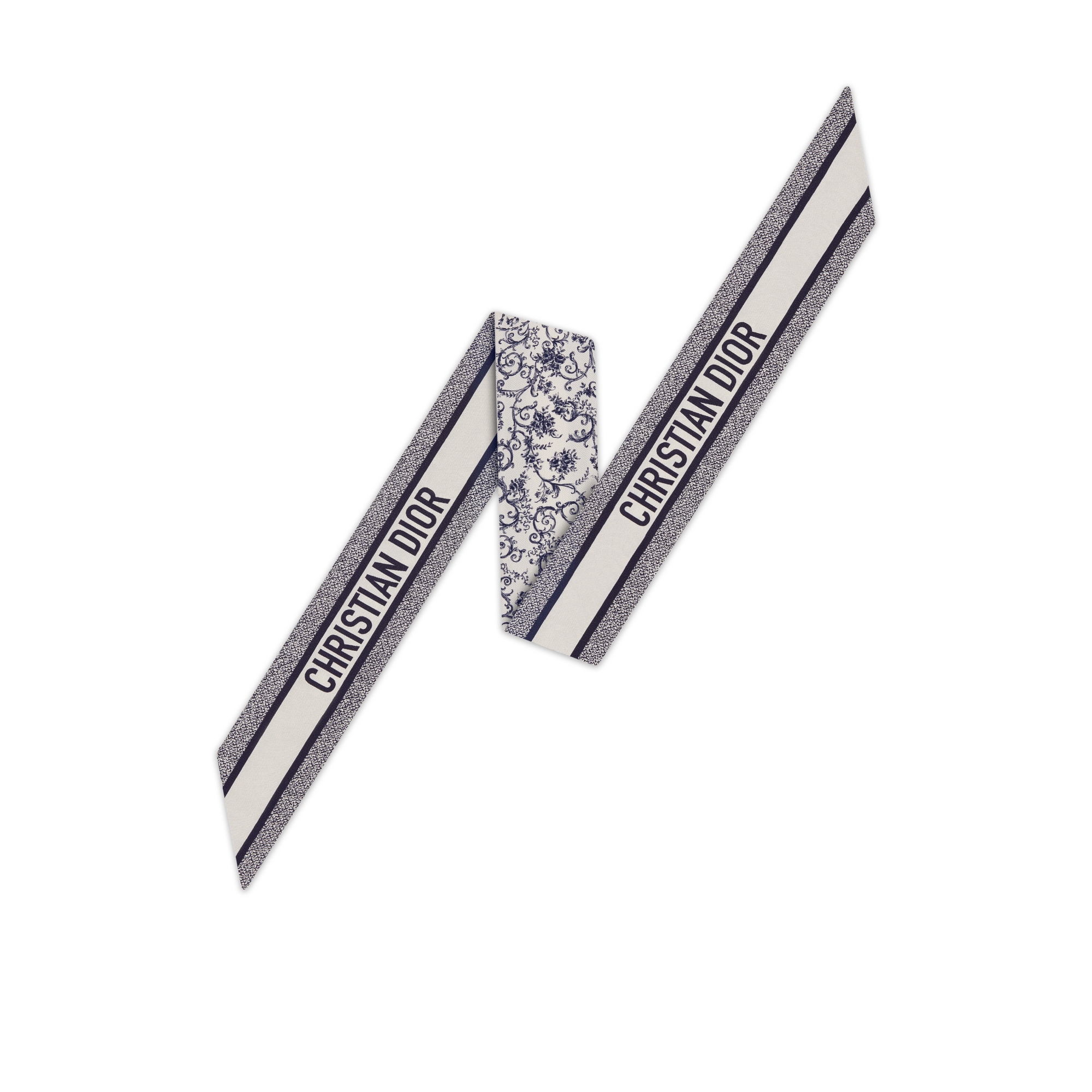 Mitzah 丝巾 白色和灰色桑蚕丝斜纹面料 Dioresque Butterfly 图案 E08