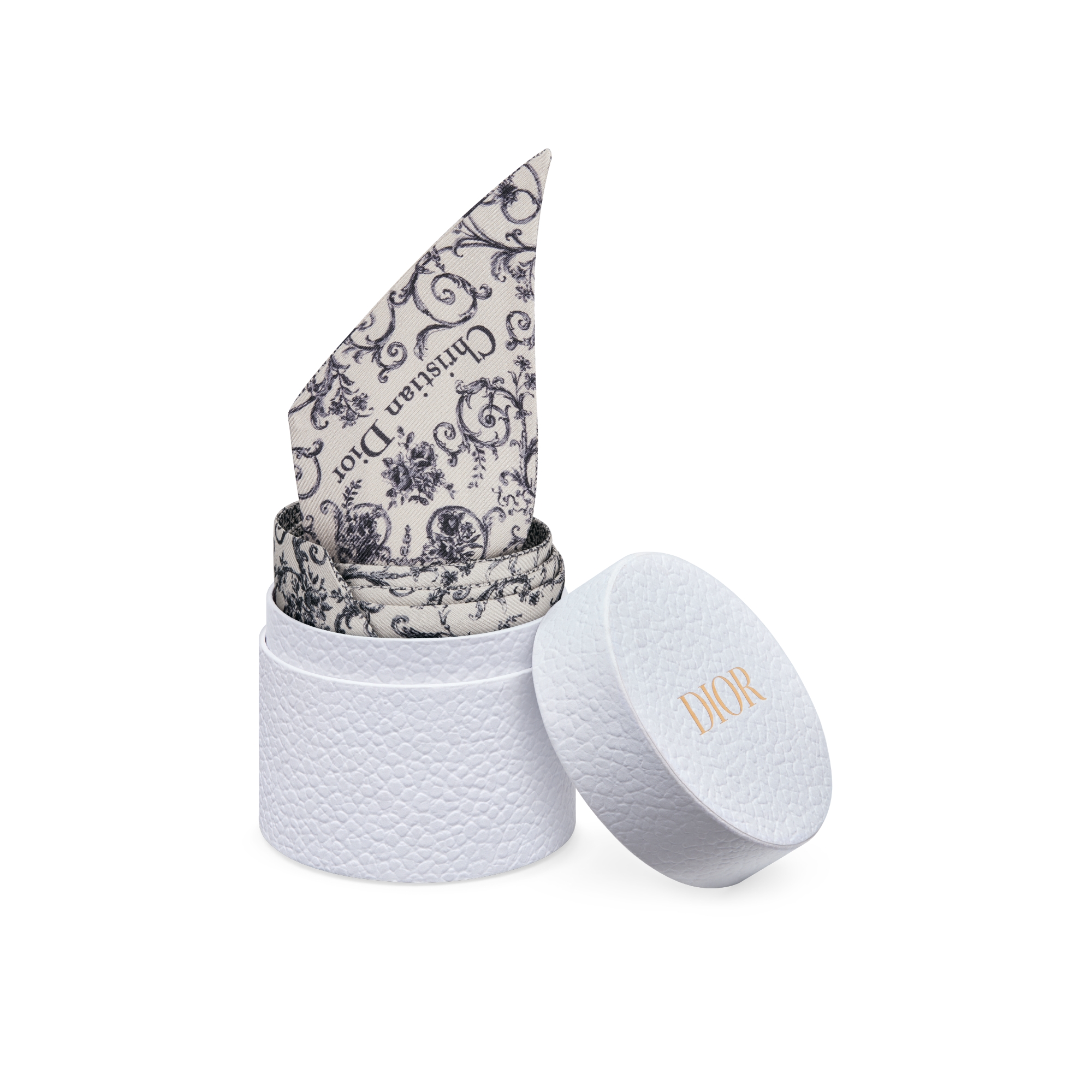 Mitzah 丝巾 白色和灰色桑蚕丝斜纹面料 Dioresque Butterfly 图案 E10