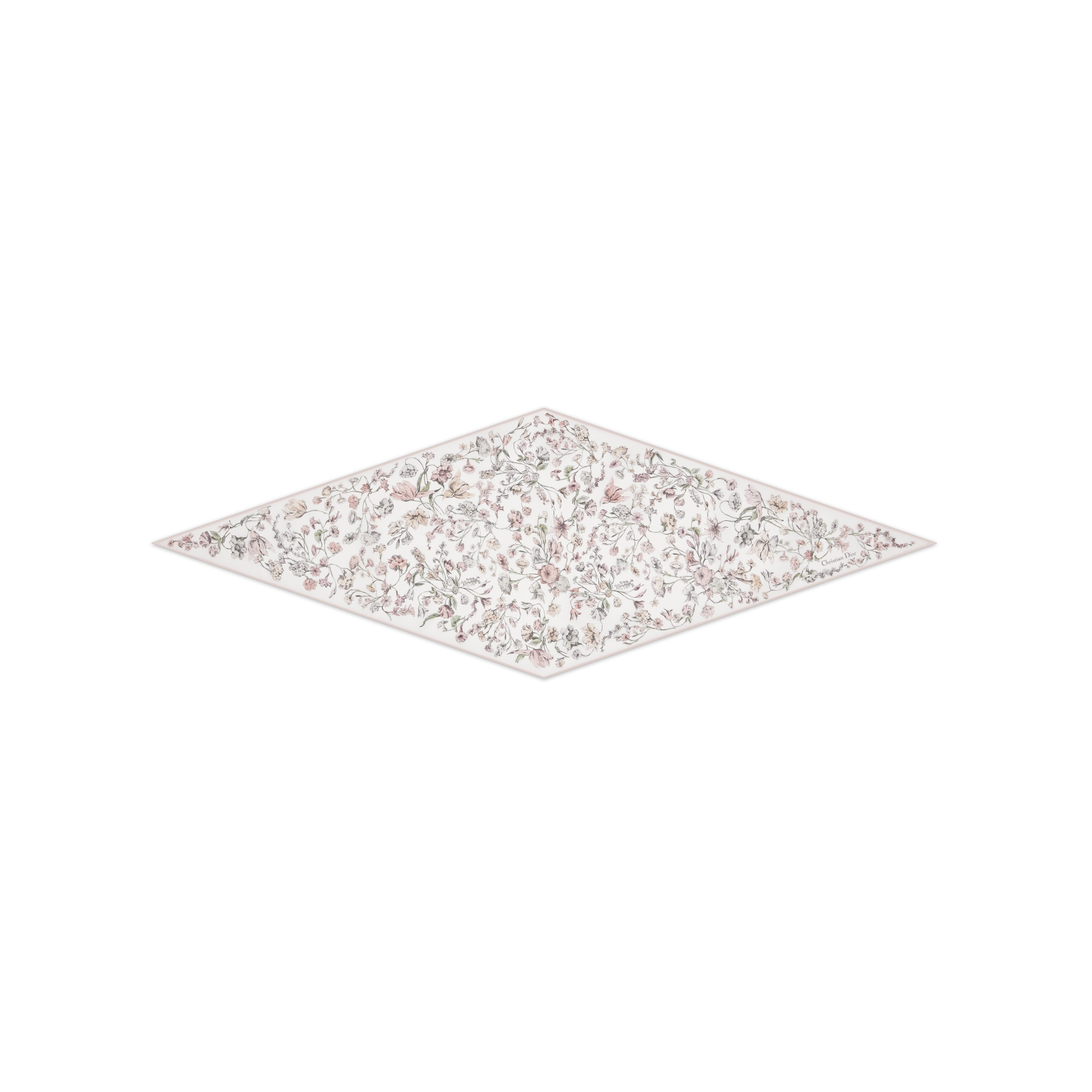 Dior Diamond 丝巾 粉色桑蚕丝斜纹面料 Millefiori 图案 E01