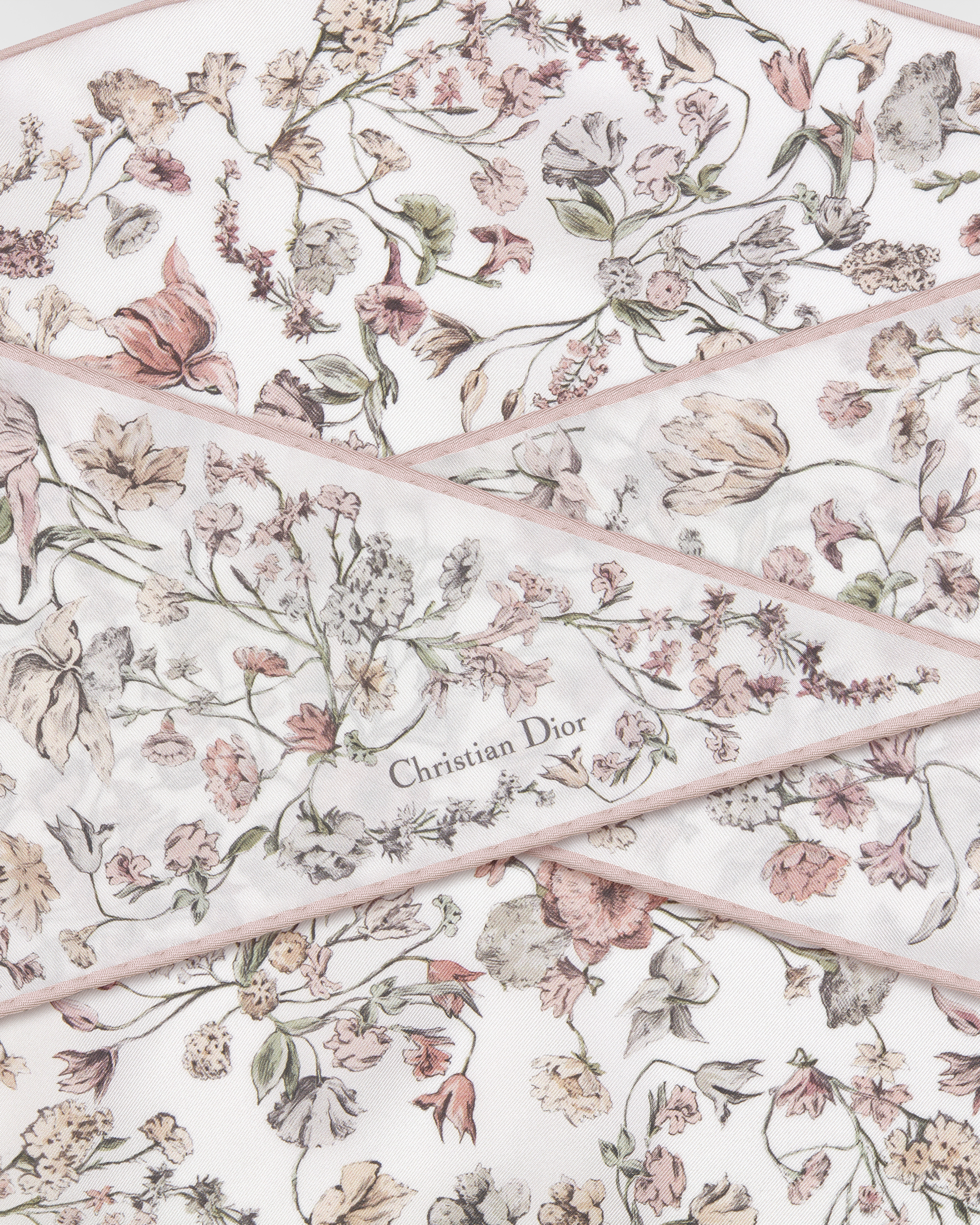 Dior Diamond 丝巾 粉色桑蚕丝斜纹面料 Millefiori 图案 E09