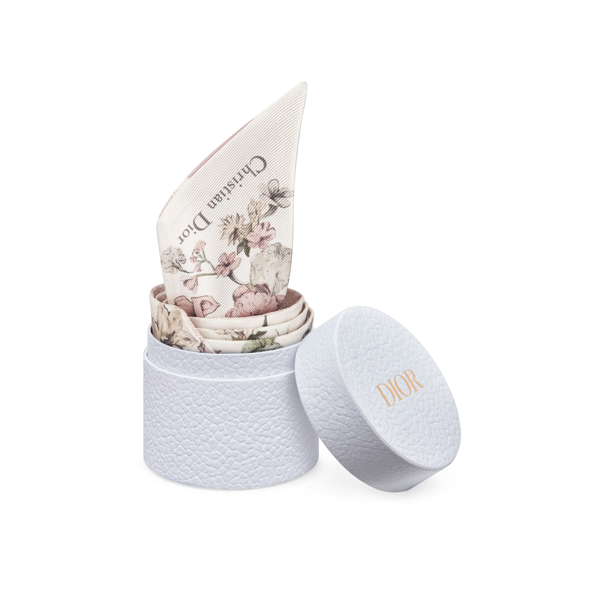 Mitzah 丝巾 白色和粉色桑蚕丝斜纹面料 Millefiori 图案 E10