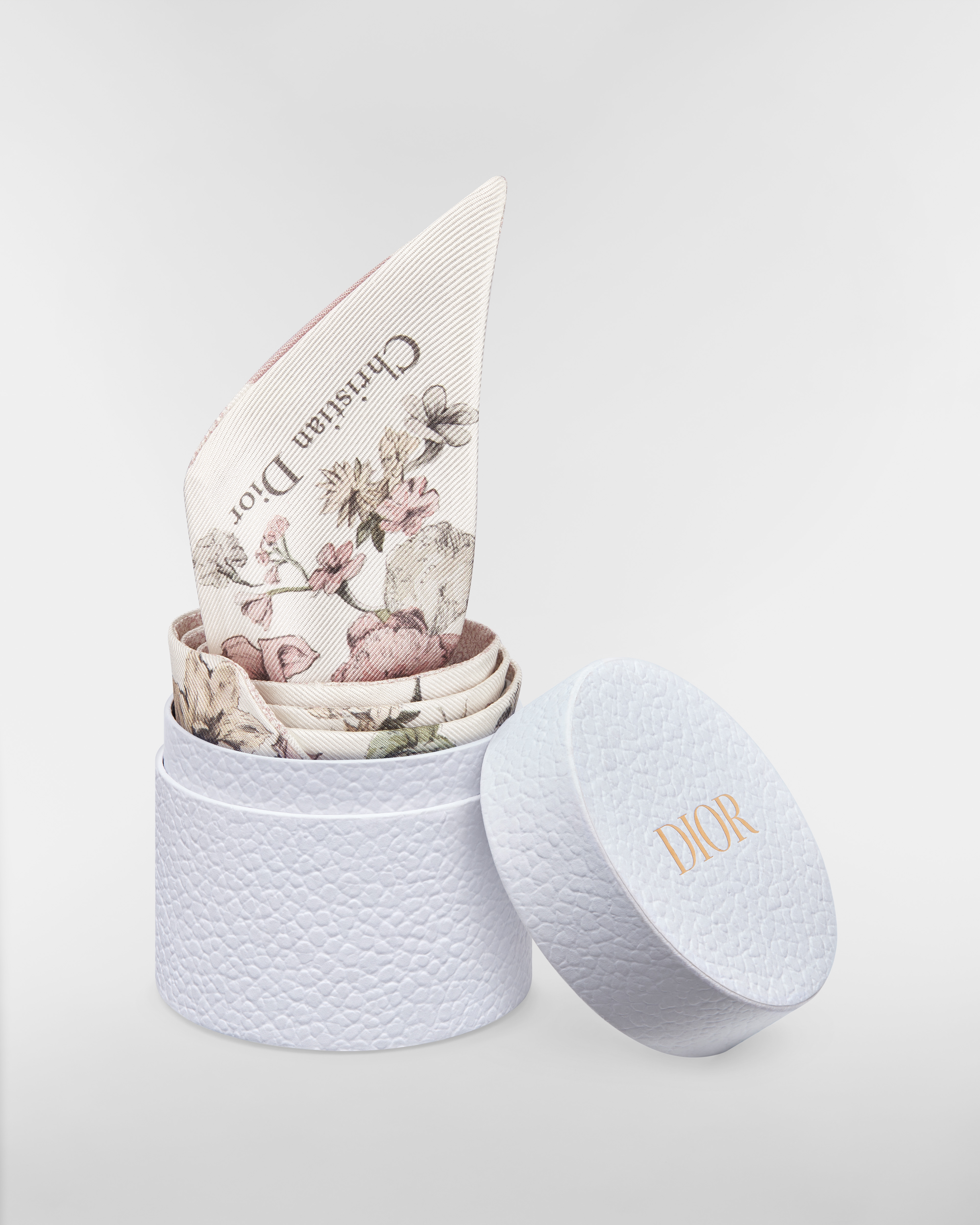 Mitzah 丝巾 白色和粉色桑蚕丝斜纹面料 Millefiori 图案 E10