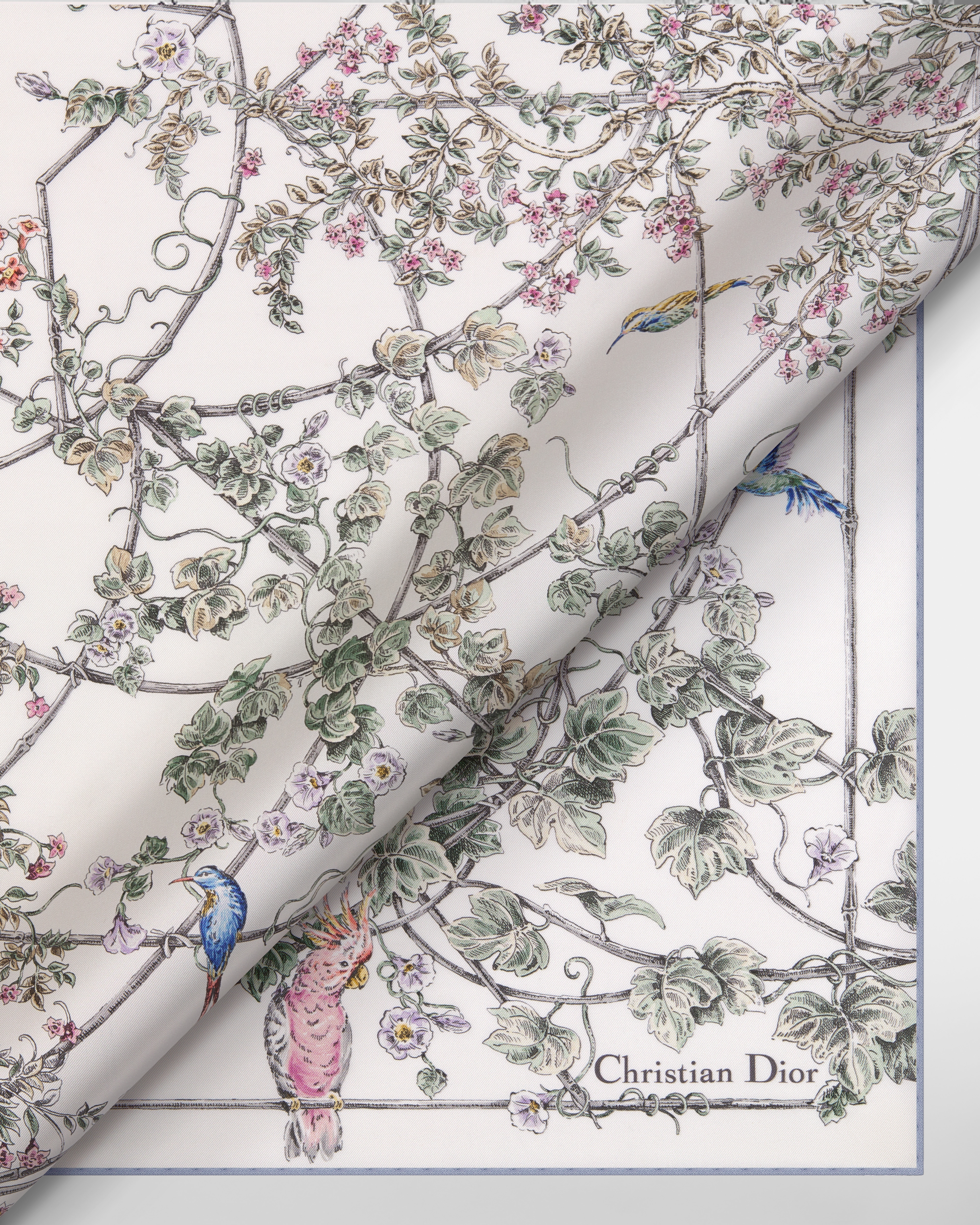 Dior 印花方巾 90 厘米多色桑蚕丝斜纹面料 Jardin D-Étoile 图案 E09