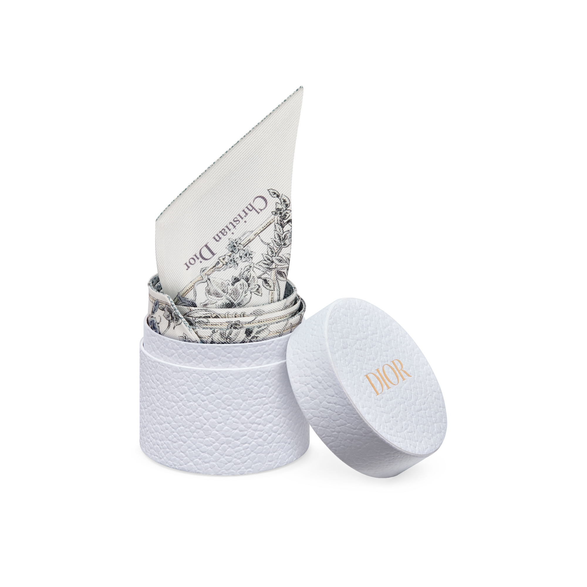 Mitzah 丝巾 白色和蓝色桑蚕丝斜纹面料 Jardin D-Étoile 图案 E10