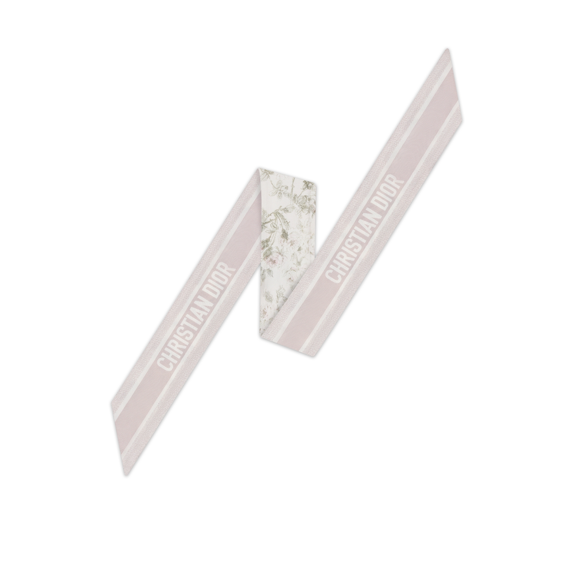 Mitzah 丝巾 白色和紫色桑蚕丝斜纹面料 Rosier de Dior 图案 E08