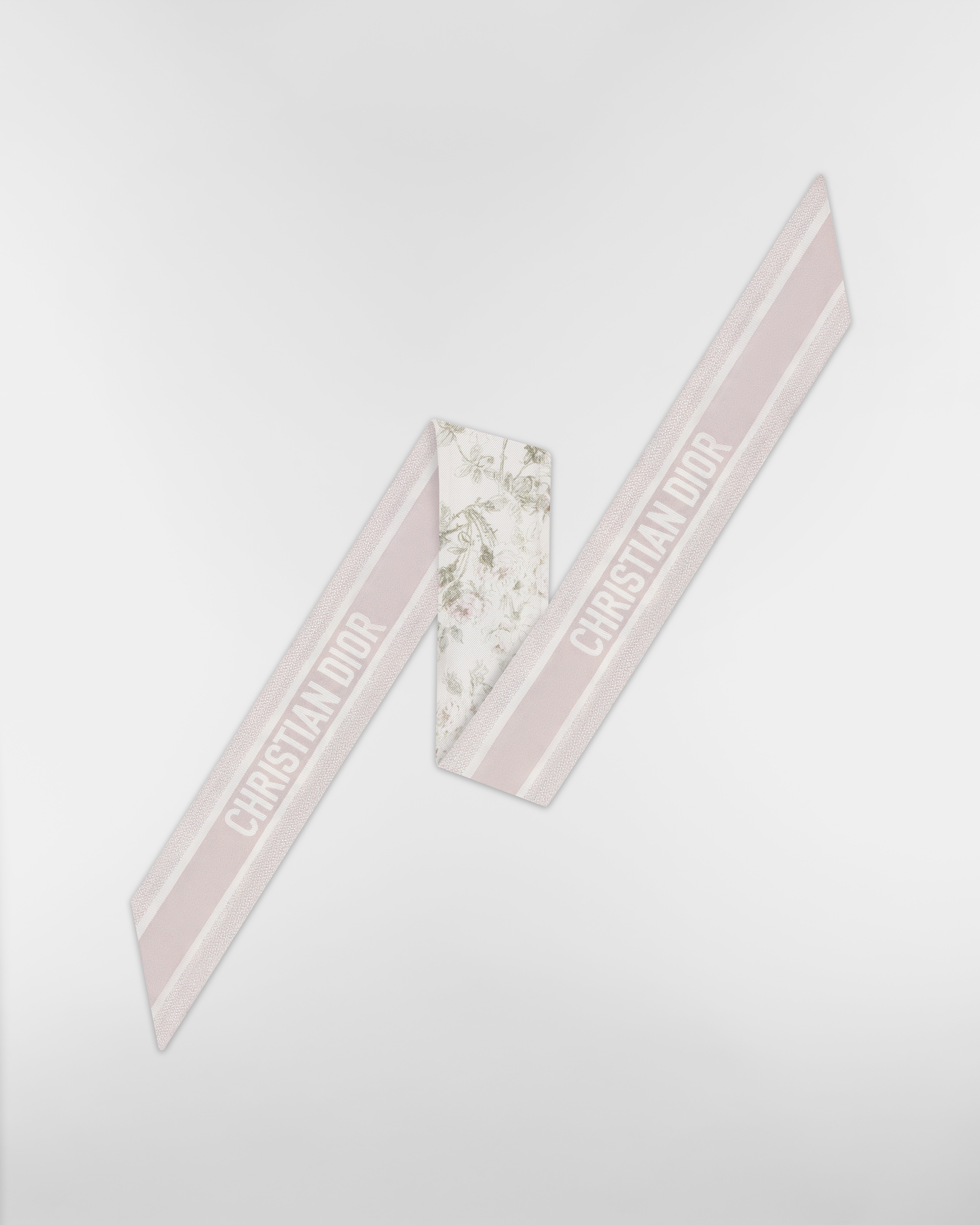 Mitzah 丝巾 白色和紫色桑蚕丝斜纹面料 Rosier de Dior 图案 E08