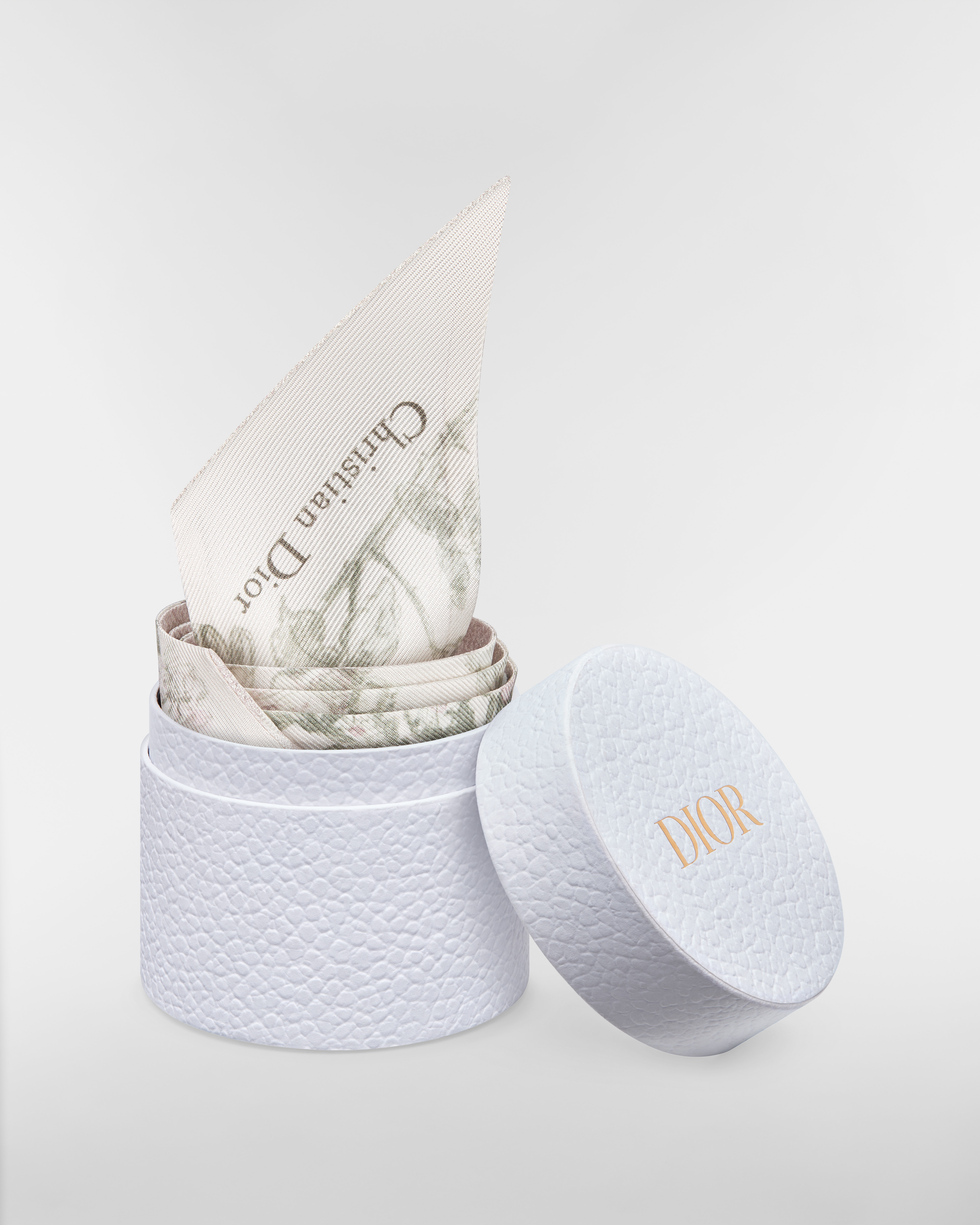 Mitzah 丝巾 白色和紫色桑蚕丝斜纹面料 Rosier de Dior 图案 E10