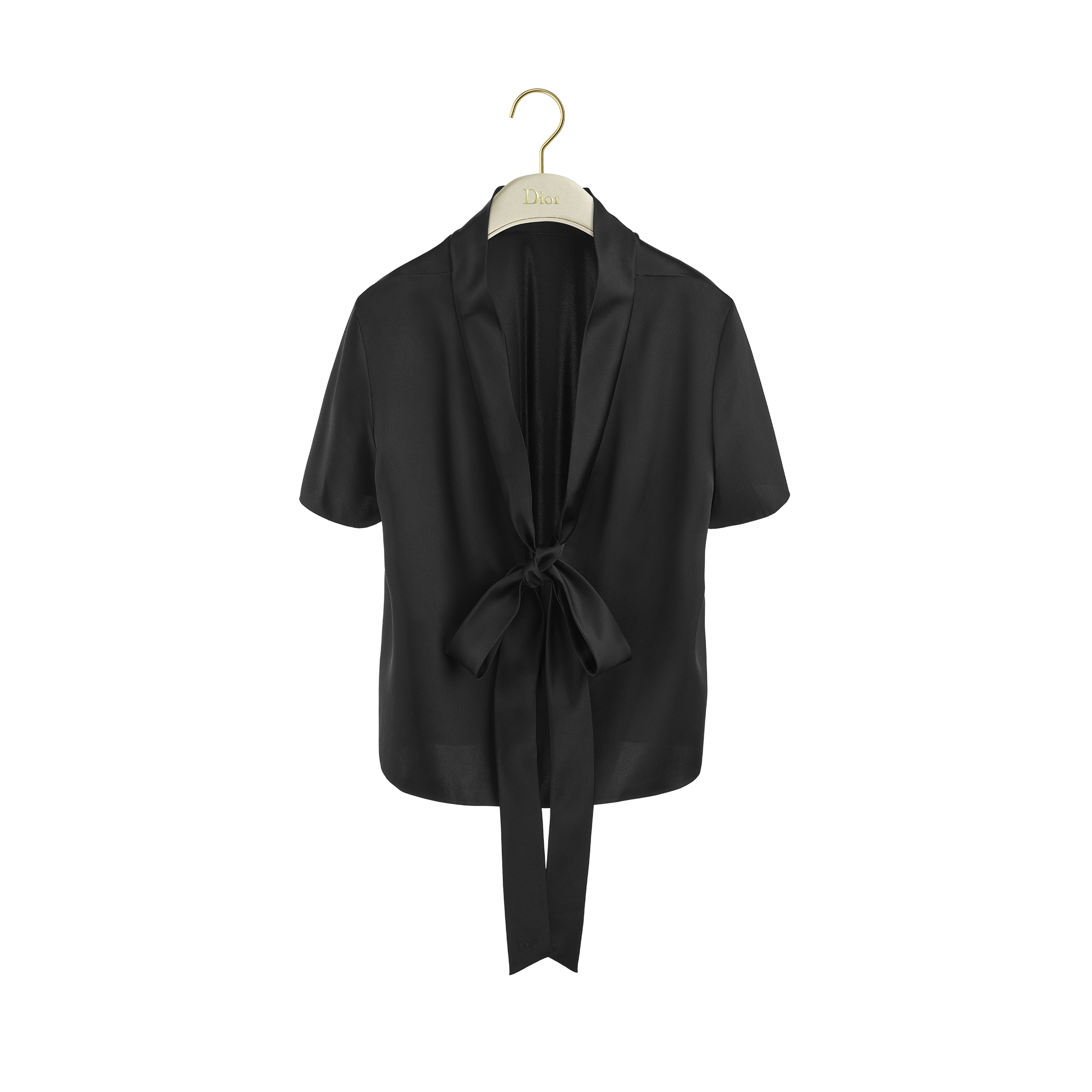  黑色桑蚕丝斜纹面料搭配后侧系带