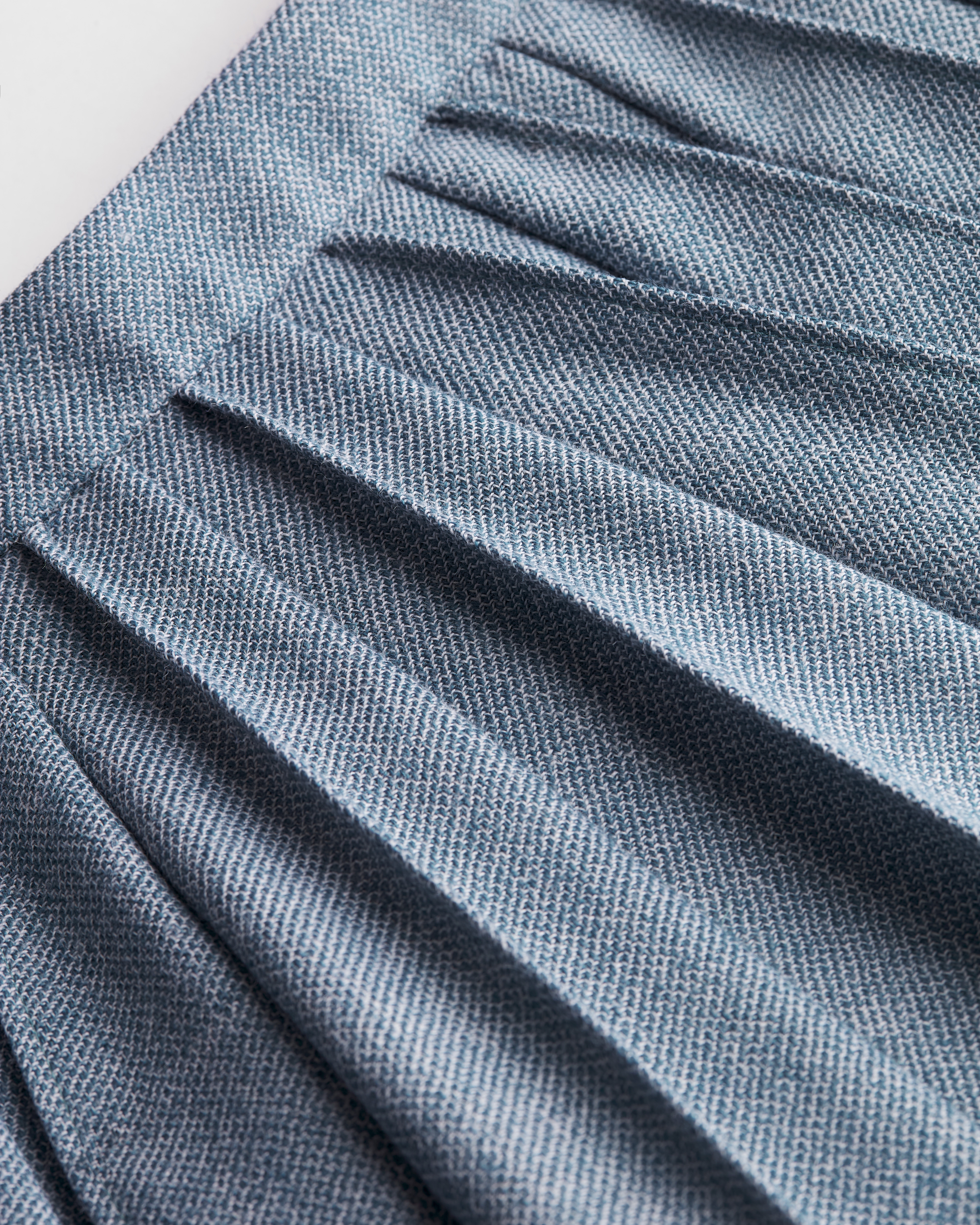 褶裥迷你裙 蓝色绵羊毛粗花呢面料 E09