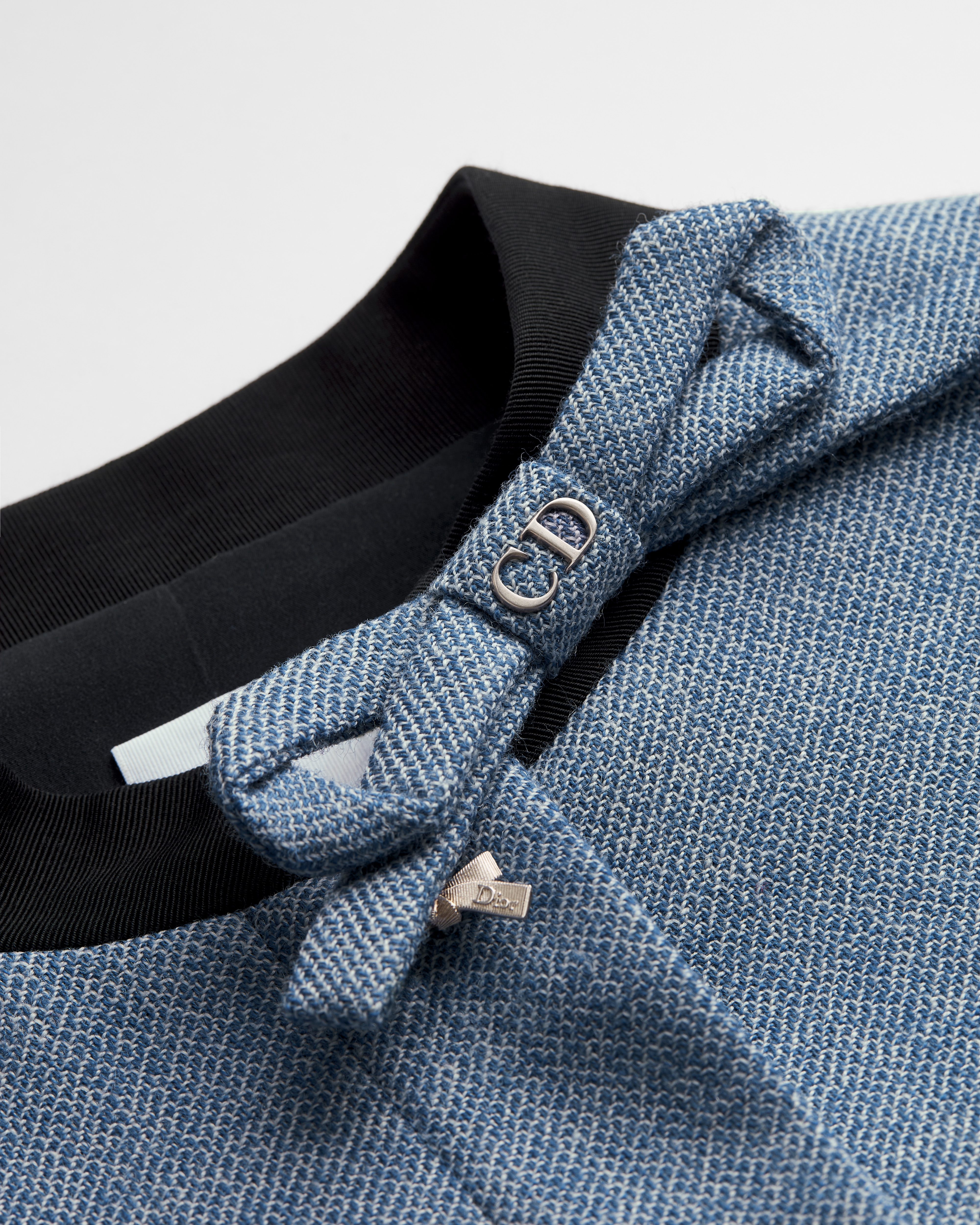 短款外套 蓝色绵羊毛粗花呢 E09