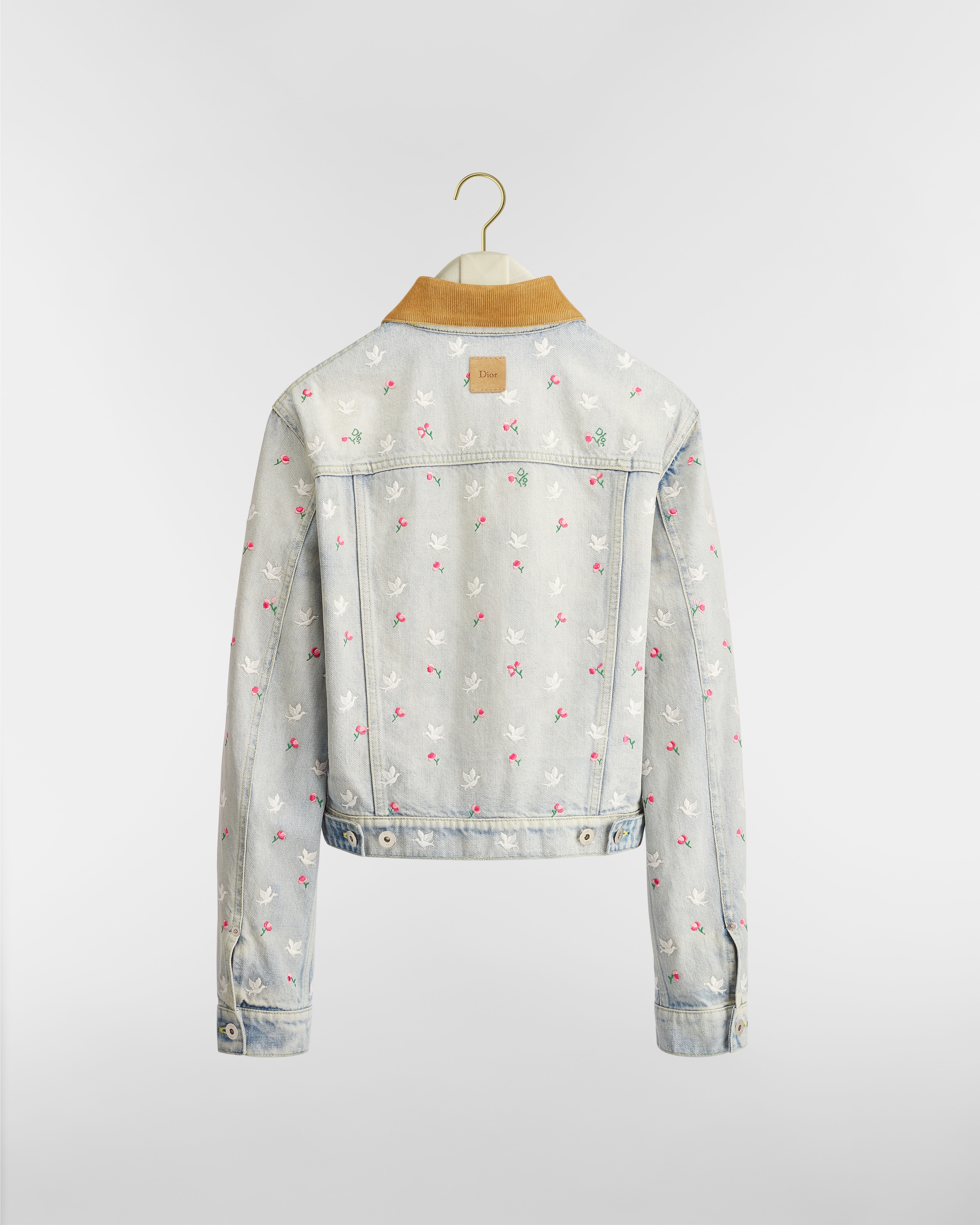 Dioramour 外套 淡蓝色棉质牛仔布多色 Doves & Roses 图案刺绣 E08