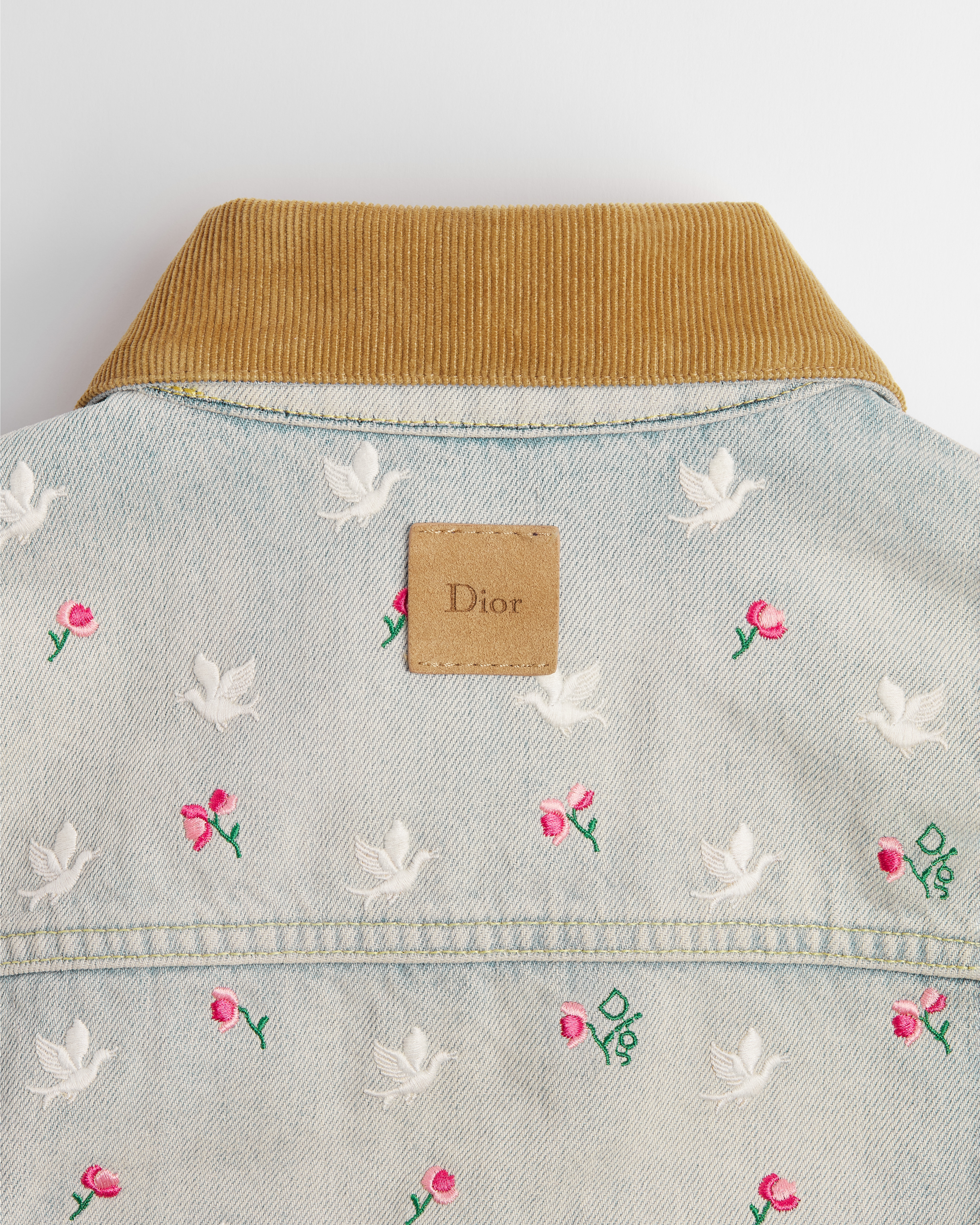 Dioramour 外套 淡蓝色棉质牛仔布多色 Doves & Roses 图案刺绣 E09