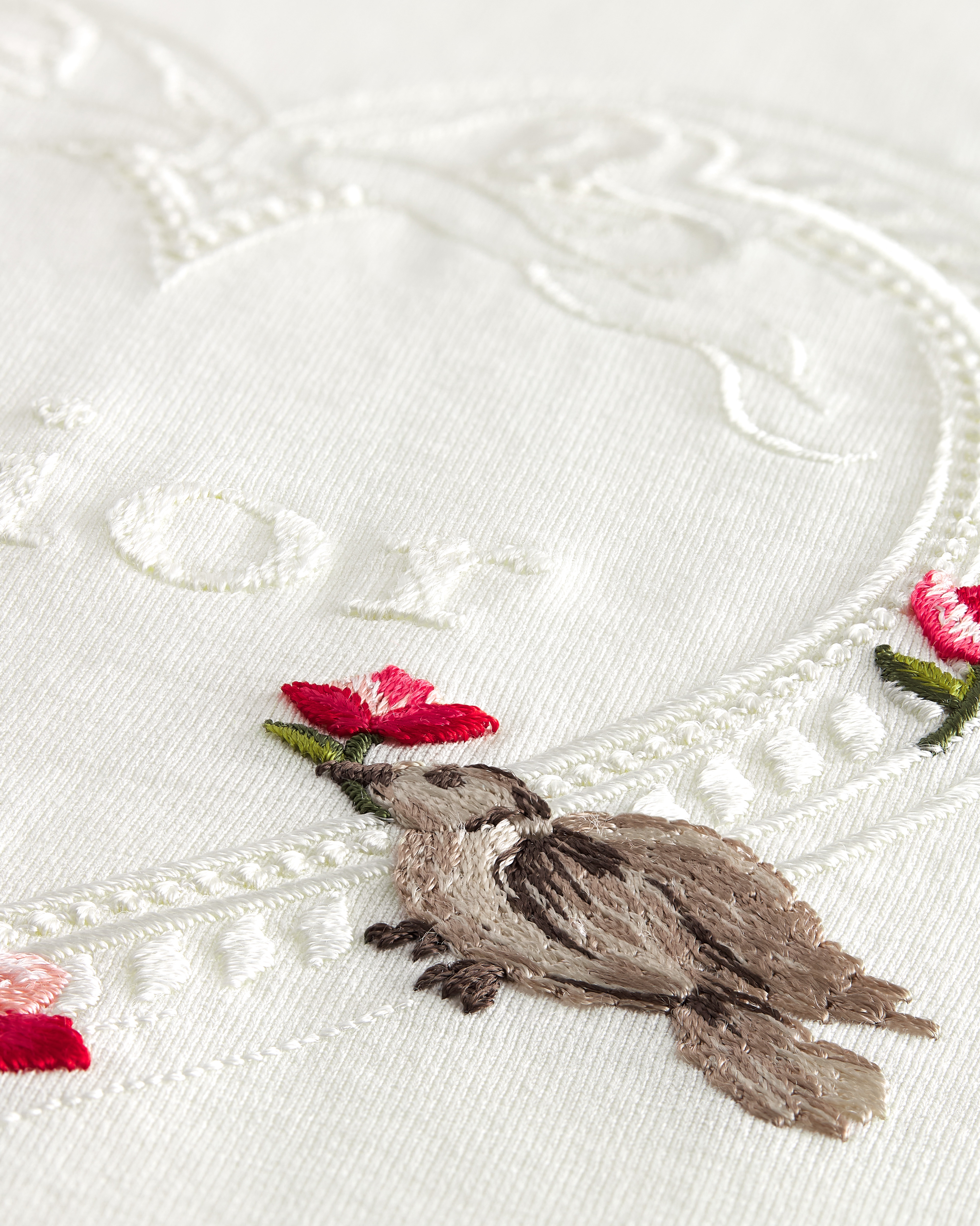 Dioramour 修身 T 恤 白色棉质平纹针织面料多色 Doves & Roses 图案 E10