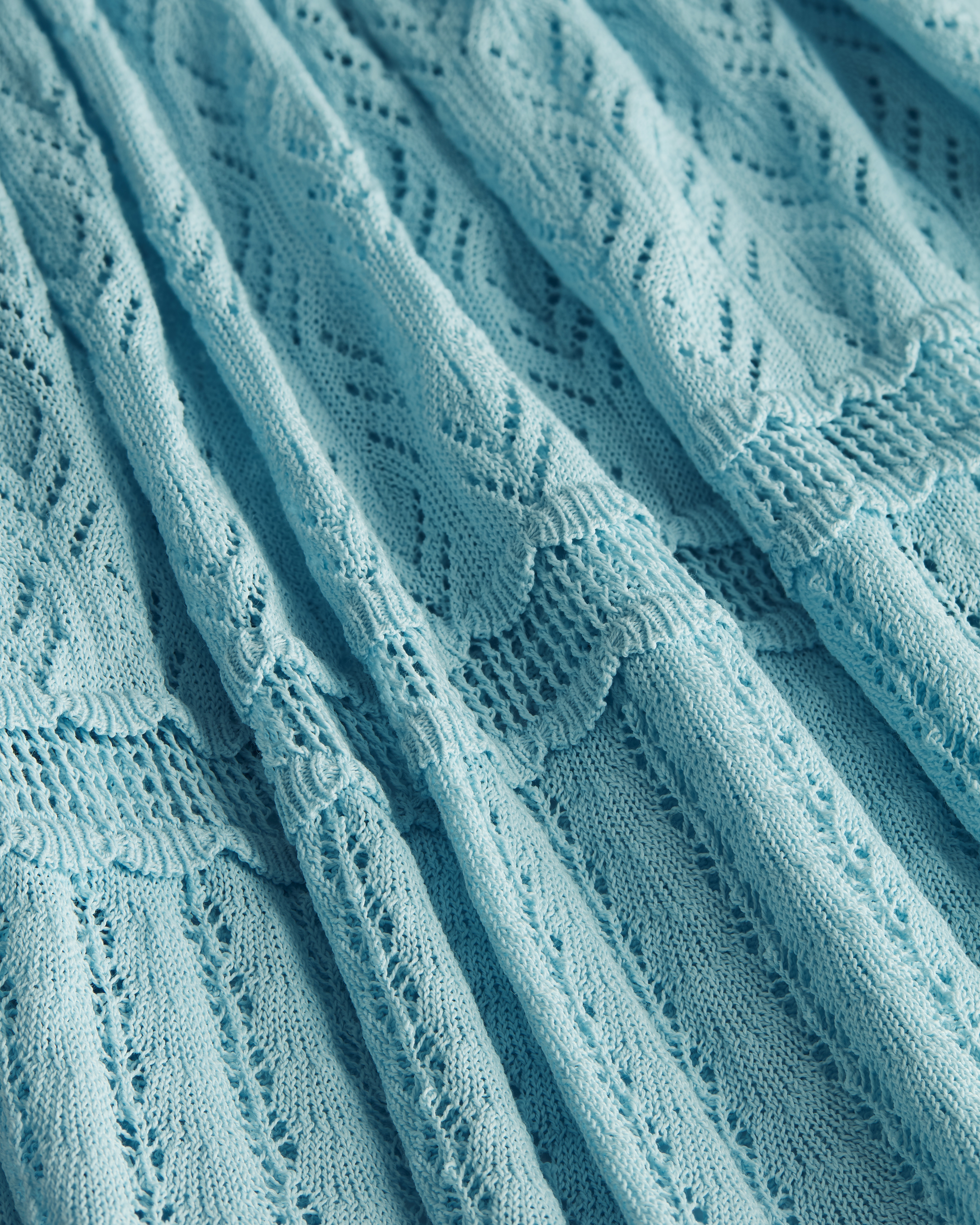 喇叭形迷你裙 蓝色棉质混纺钩编面料 E09