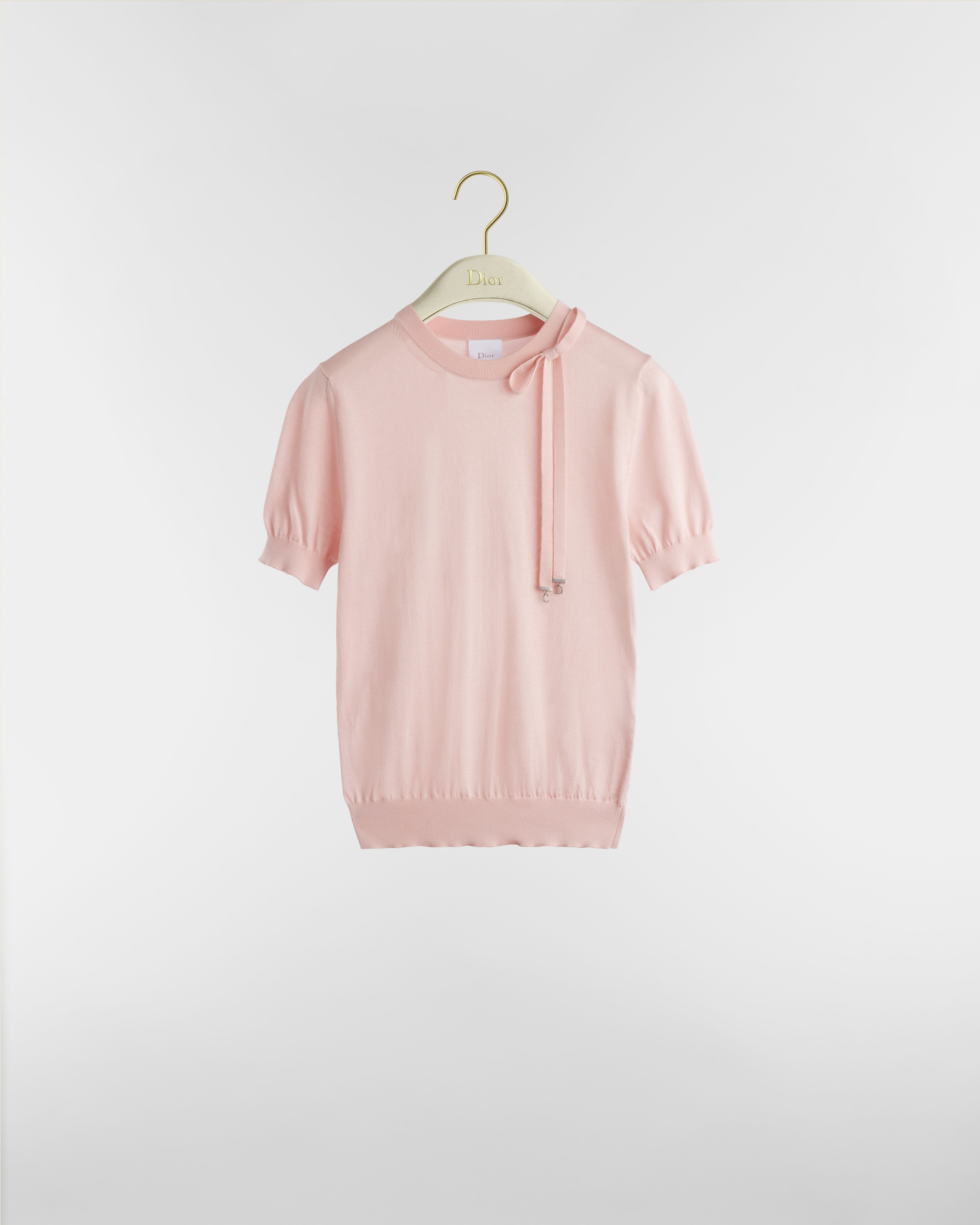 短袖修身针织衫 粉色桑蚕丝针织面料 E01